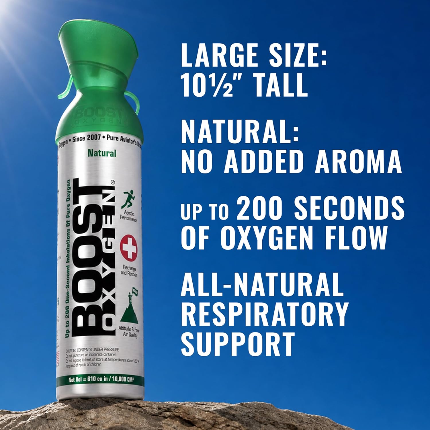 Boost Oxygen Large Natural 10 Liter Canister | Respiratory Support for Aerobic Recovery, Altitude, Performance and Health (3 Pack) - Image 2