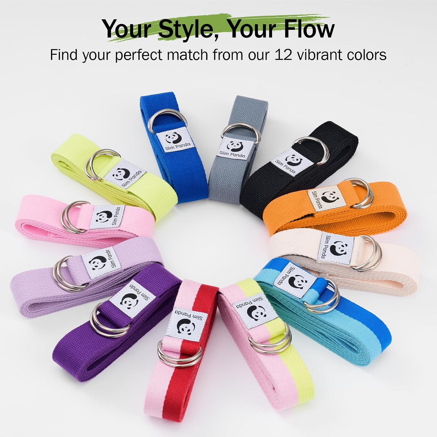 Slim Panda Yoga Strap for Stretching,Cotton Yoga Strap with Adjustable D-Ring Buckle,Non-Elastic Yoga Belt for Pilates,Gym Workouts,Physical Therapy,Improve Flexibility - Image 9
