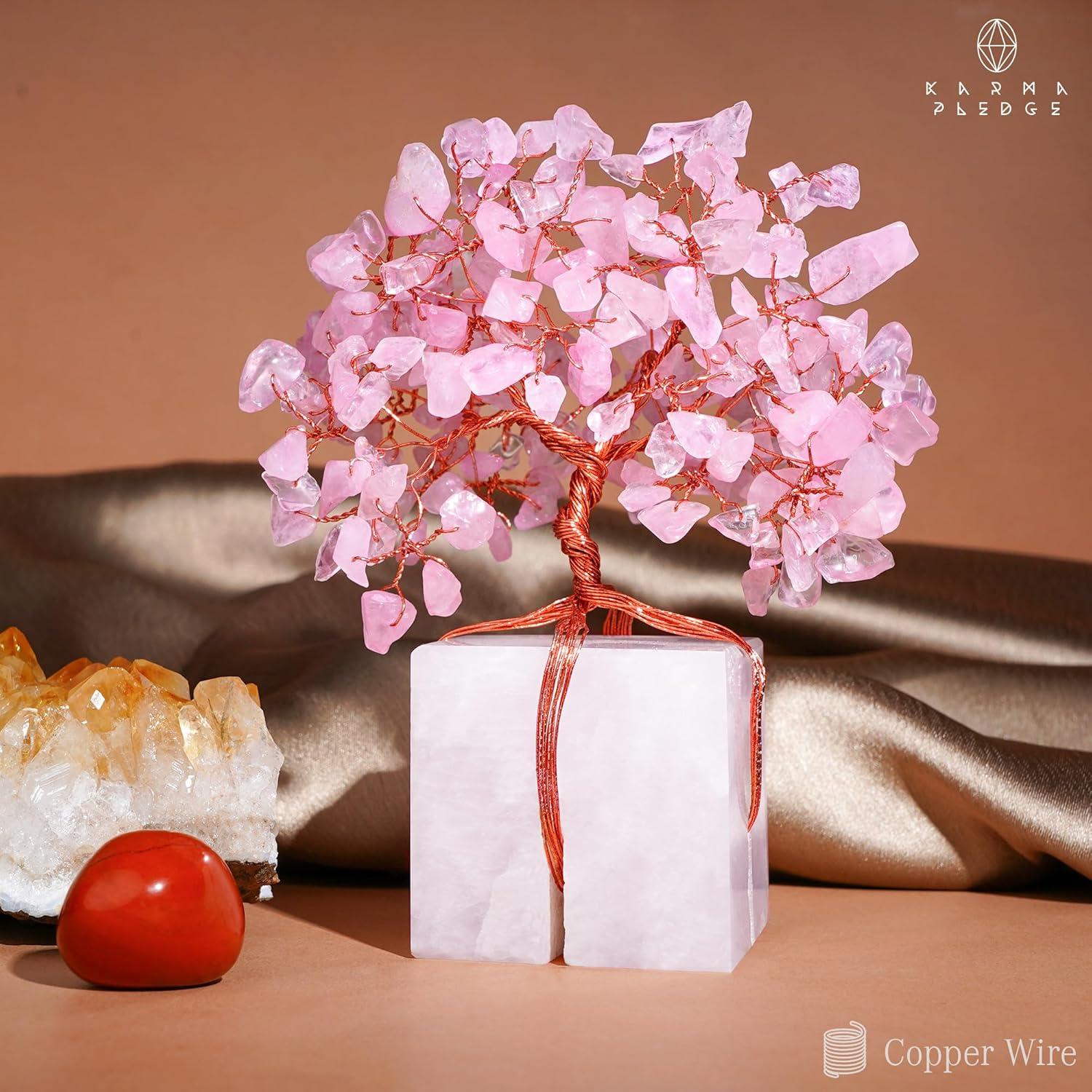 Rose Quartz Crystal Tree of Life Unique Birthday Gifts for Women, Mom, Sister, Friends. Handcrafted Chakra Healing Crystal and Stones for Positivity, Money, Luck, Aesthetic Home and Office Decor - Image 5