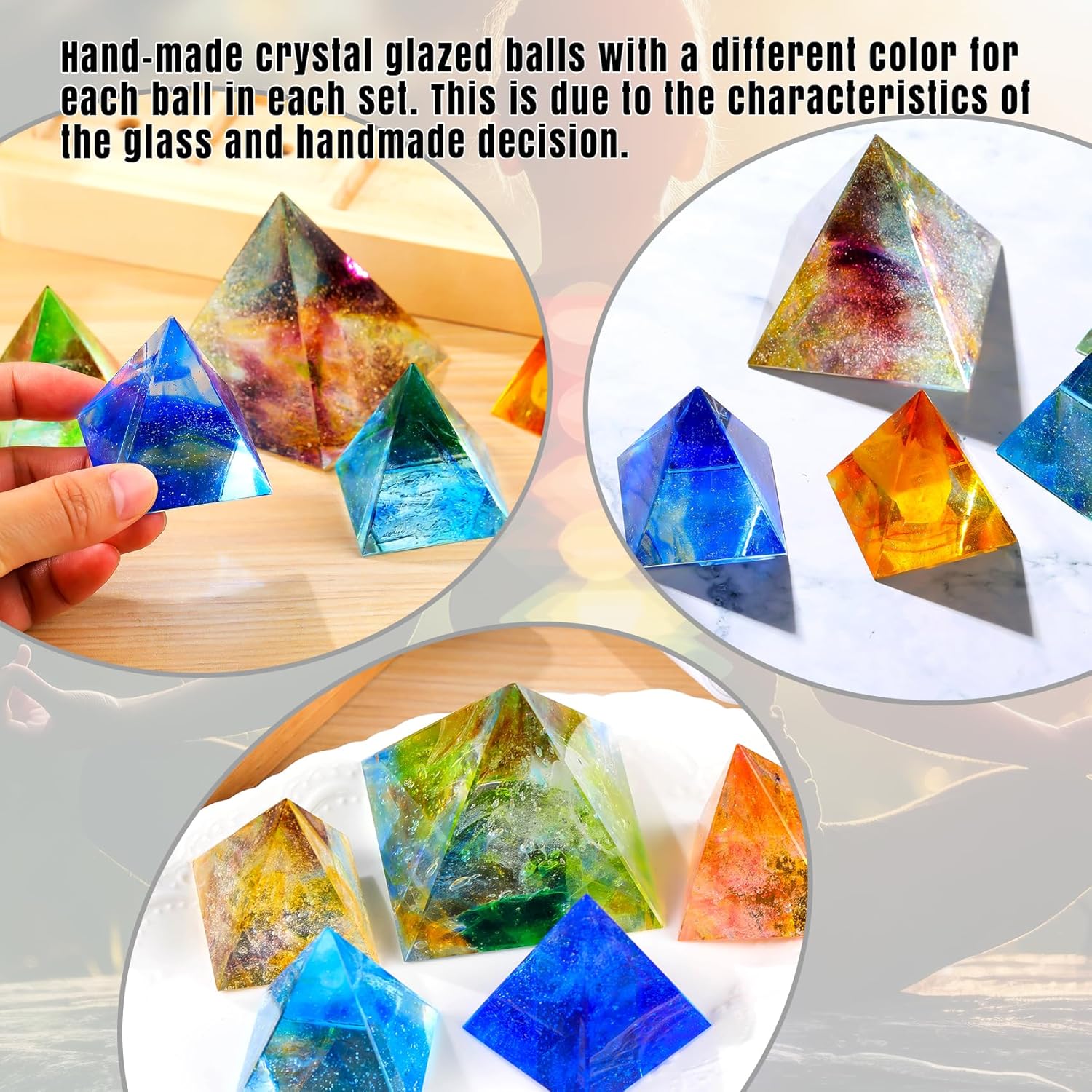 Ornalrist 5 Chakra Natural Healing Pyramid with Wooden LED Light Base Crystal Quartz Pyramid for Meditation, Positive Energy, Sleep, Spiritua Night Light Home Decor - Image 6