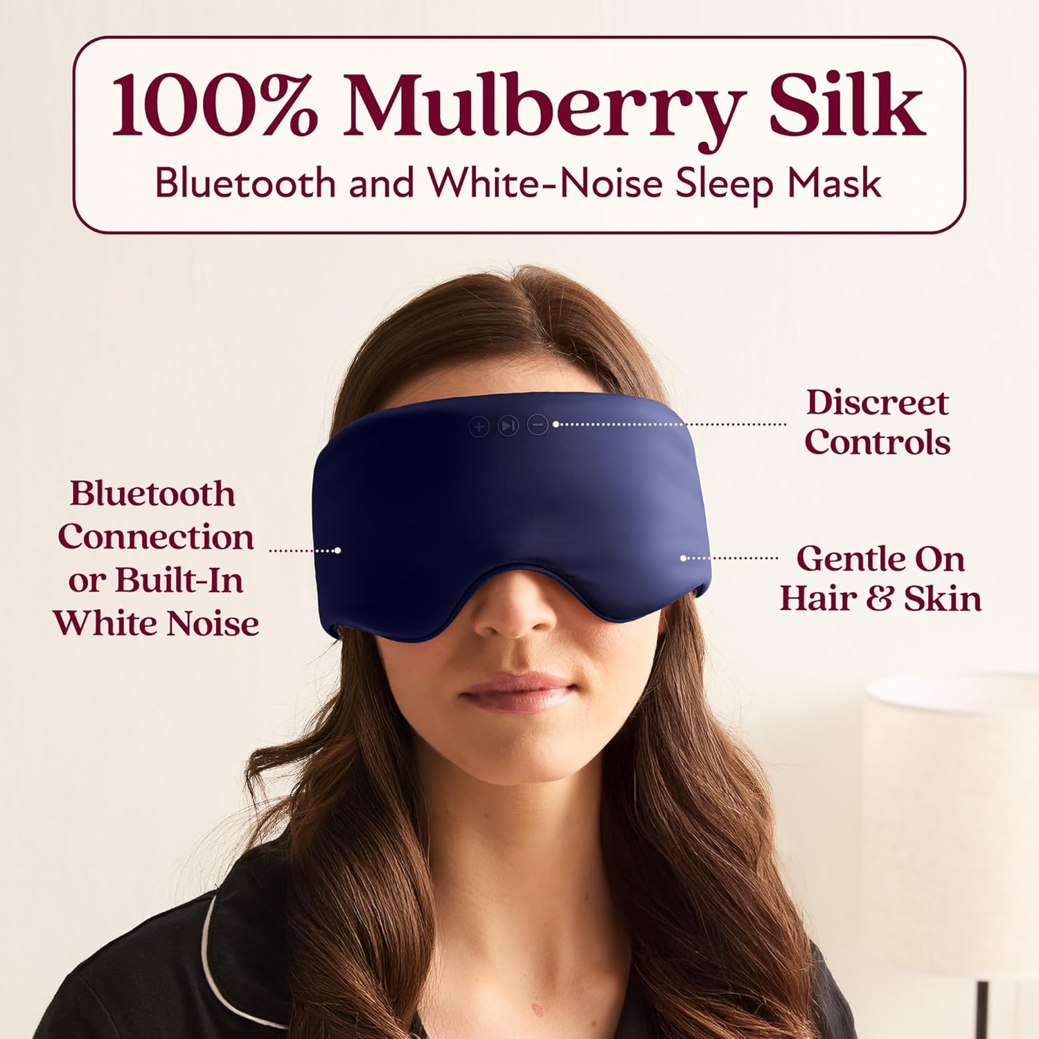 SilkSound 100% Mulberry Silk Bluetooth Sleep Mask, Skin-Friendly Sleeping Eyemask with Bluetooth Headphones, Sleep Gifts for Women, Silk Eyemask Headband Headphones for Sleeping Side Speakers - Image 2