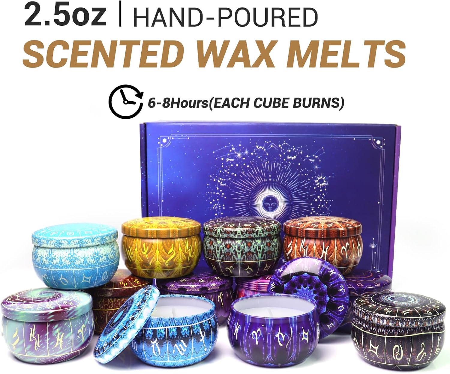 Zodiac Scented Candles Gifts Set, 12 Pack Soy Wax Travel Aromatherapy Candles with Essential Oils, Astrology Constellation Candle Set for Birthday, Mother's Day, Relaxation, Home Decor - Image 2