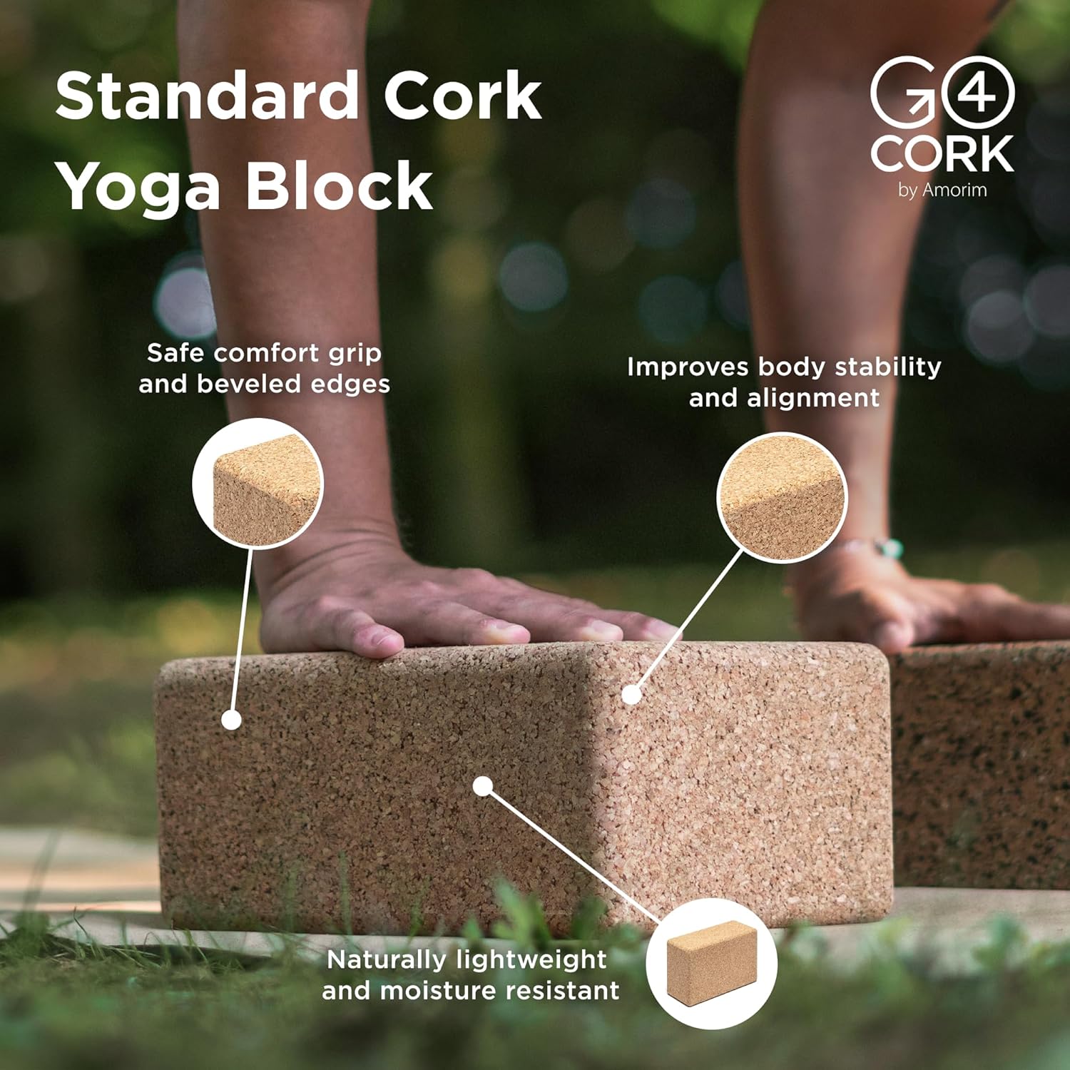 Go4Cork Cork Yoga Block | Non-Toxic, Alternative To Foam Yoga Blocks | Odorless, Soft, Non-Slip, Workout & Exercise | Yogi Gift Accessories | Men & Women | Eco Friendly, Sustainable - Image 2