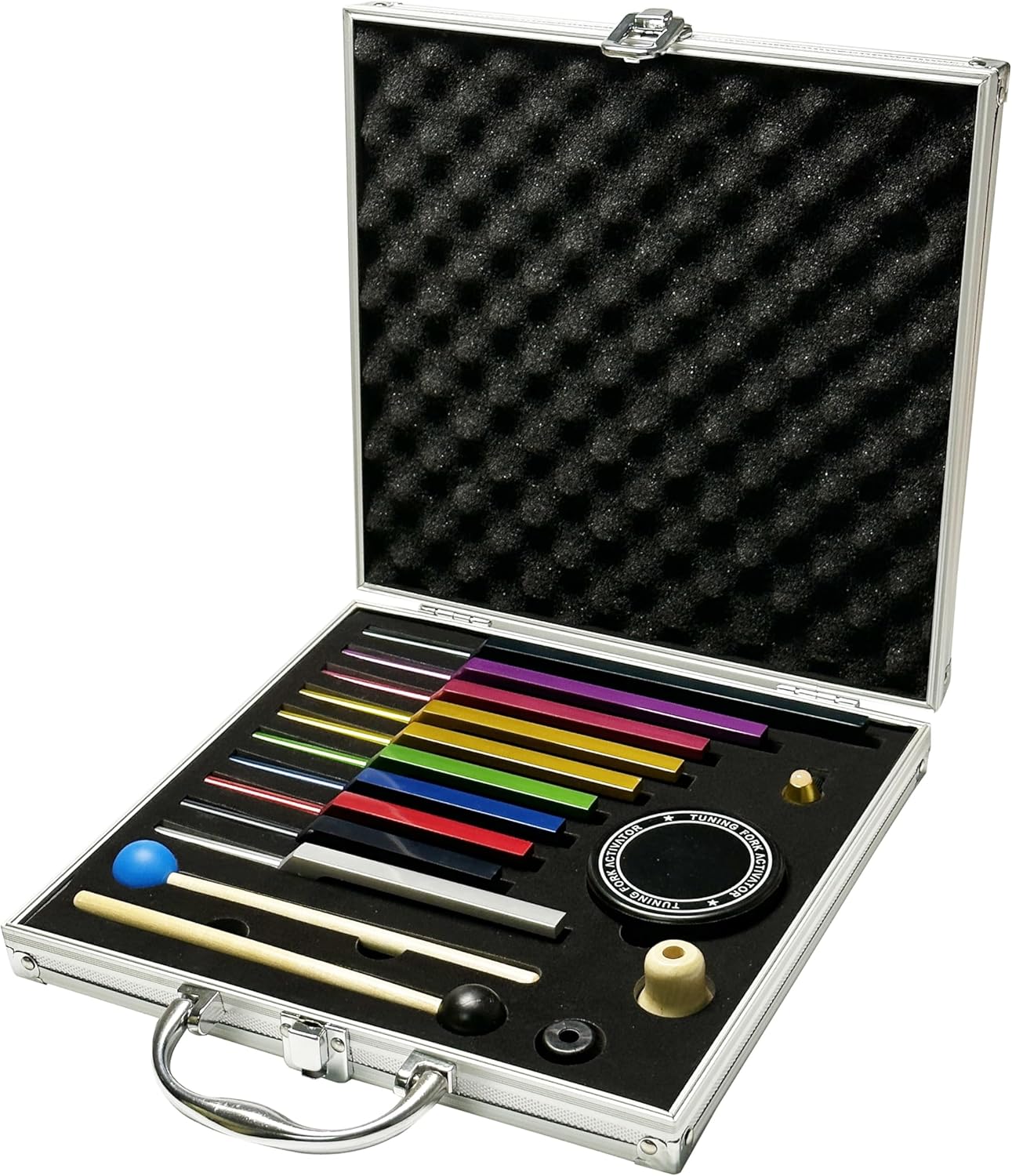 Solfeggio Tuning Fork Set - 10 Multicolour Tuning Forks Perfect for DNA Healing with Exquisite Aluminum Gift Box (174 Hz, 285 Hz, 396 Hz, 417 Hz, 432Hz, 528 Hz, 639 Hz, 741 Hz 852 Hz, 963 Hz)