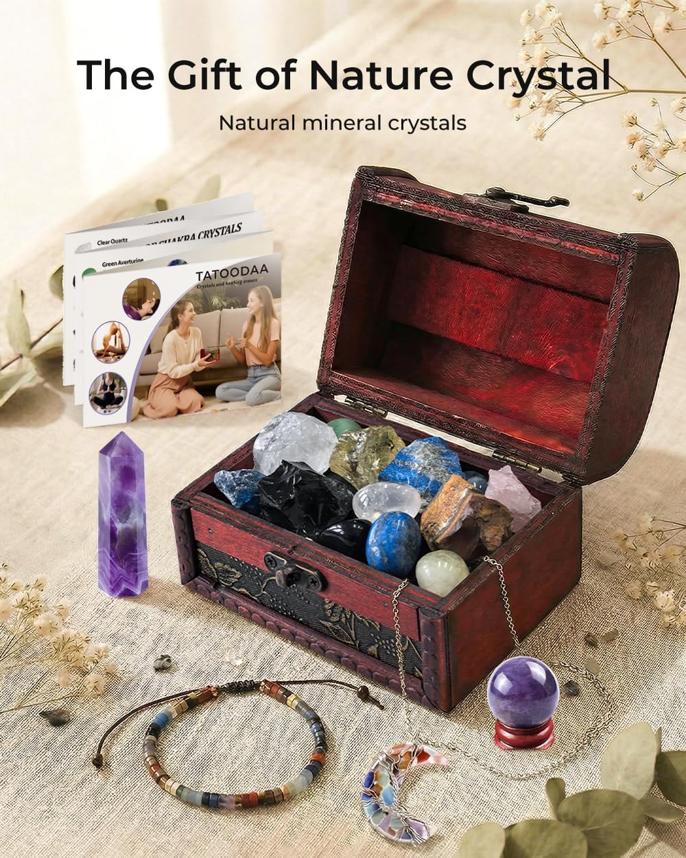 Chakra Healing Crystals Set - Crystals and Healing Stones, Chakra Bracelets, Amethyst Crystal Wand and Ball, 7 Chakra Stones Set, Energy Balance and Protection, Relief Anxiety Stress Gifts for Women - Image 2