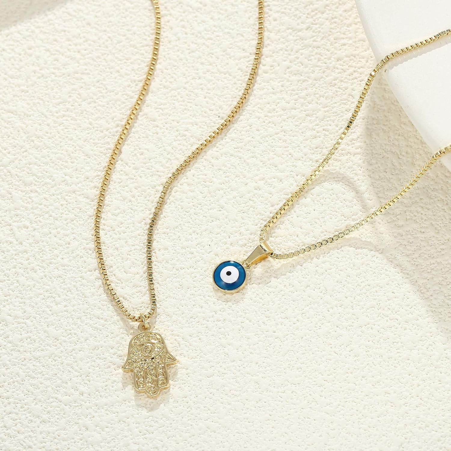 Evil Eye Necklace for Women 14K Gold Plated Delicate Necklaces Blue White CZ Diamond Pendant Necklace Cute Boho Tiny Evil Eye Lucky Protection Jewelry Gift for Women - Image 6