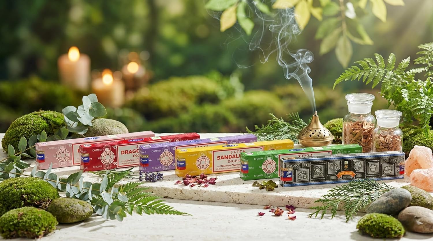 Satya Incense Gift Set Nag Champa, Super hit, Dragon's Blood, Sandalwood, Patchouli, Lavender, Positive Vibes, 15 g - Image 4