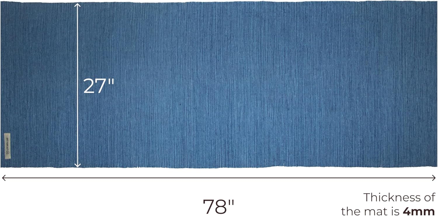 Live Well 360 Handmade Organic Cotton Yoga Mat - Non-Toxic, Chemical-free and All Natural Cloth Yoga Mat - Exercise, Workout, & Fitness Rug - Woven Material - Absorbent & Washable - 78" x 27" - Image 7