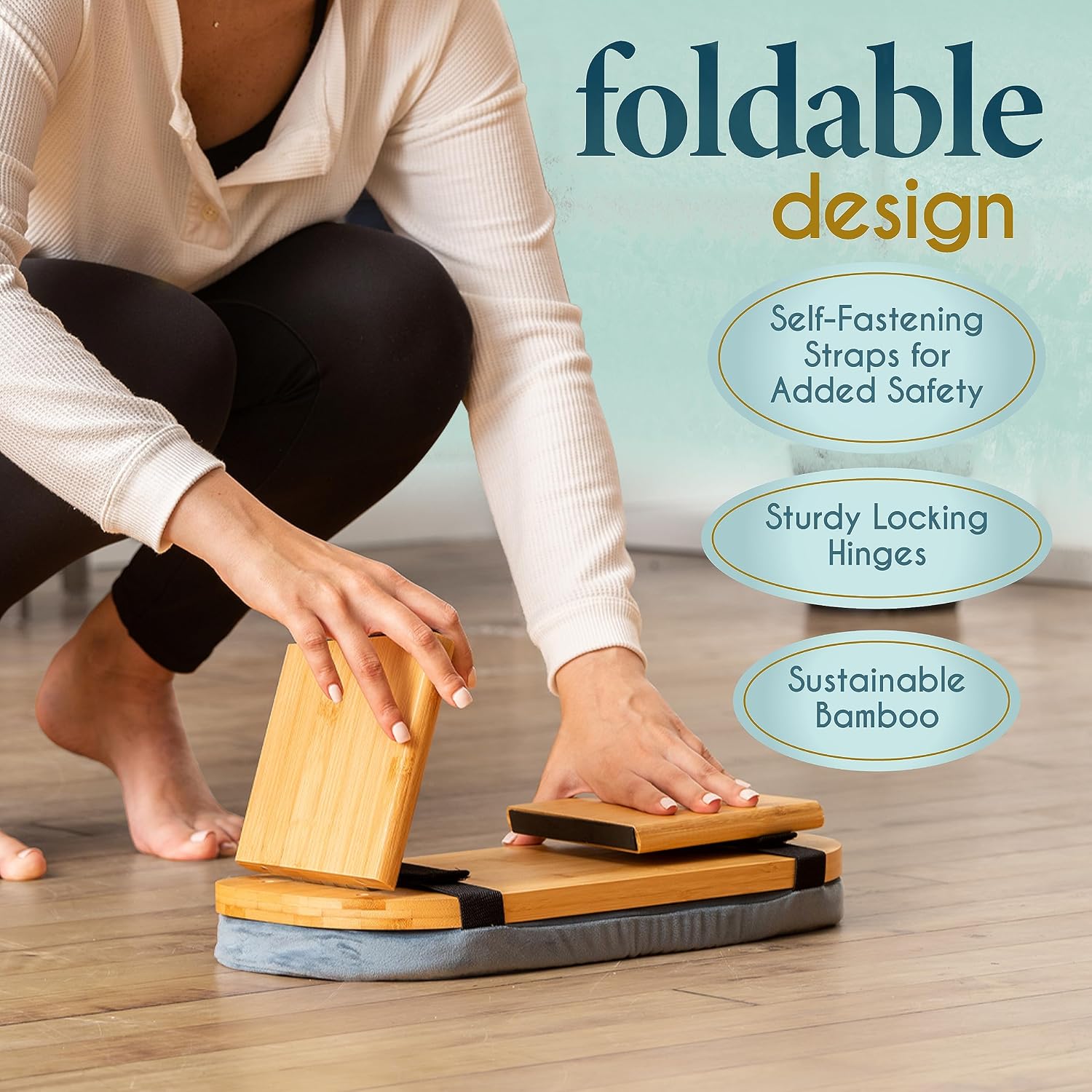 Florensi Meditation Bench - Bamboo, Foldable & Ergonomic Meditation Stool - Sturdy Prayer Bench with Meditation Cushion, Comfortable for Kneeling or Sitting - Perfect for Deeper & Longer Meditation - Image 5