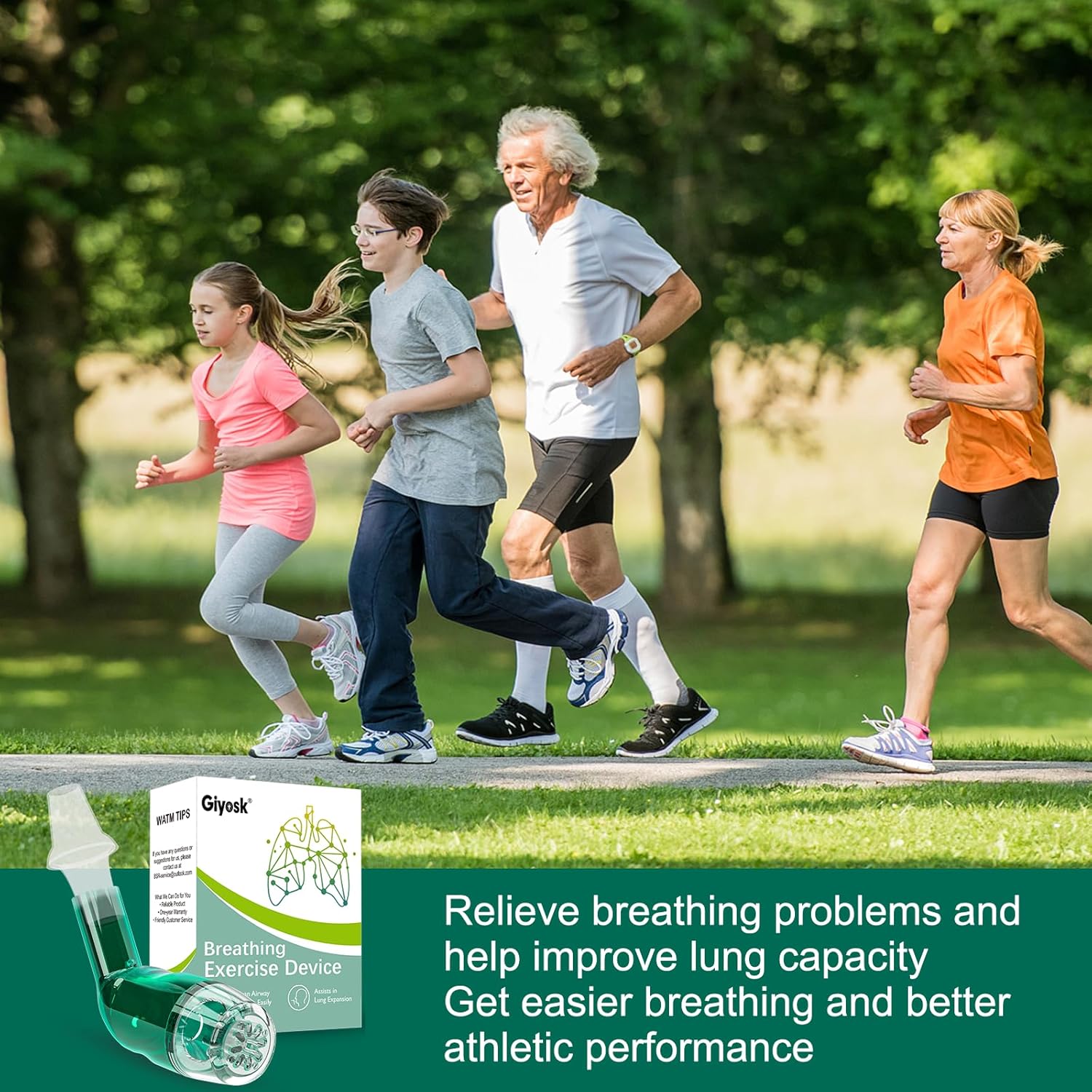 Giyosk Breathing Exercise Device for Lungs, Lung Expansion and Mucus Relief Device, Portable Expiratory Breathing Exerciser with A Set of Accessories, Breathing Trainer for Lung Cleanse(Green) - Image 4