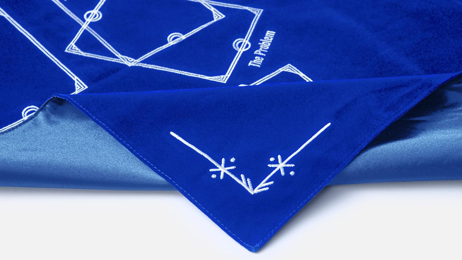 Witchy Cauldron Tarot Reading Cloth for Beginners - 27"x27" Velvet Altar Cloth with Celtic Cross Card Placement Guide, Reversible Satin Back, Works with Oracle Cards, Blue - Image 4