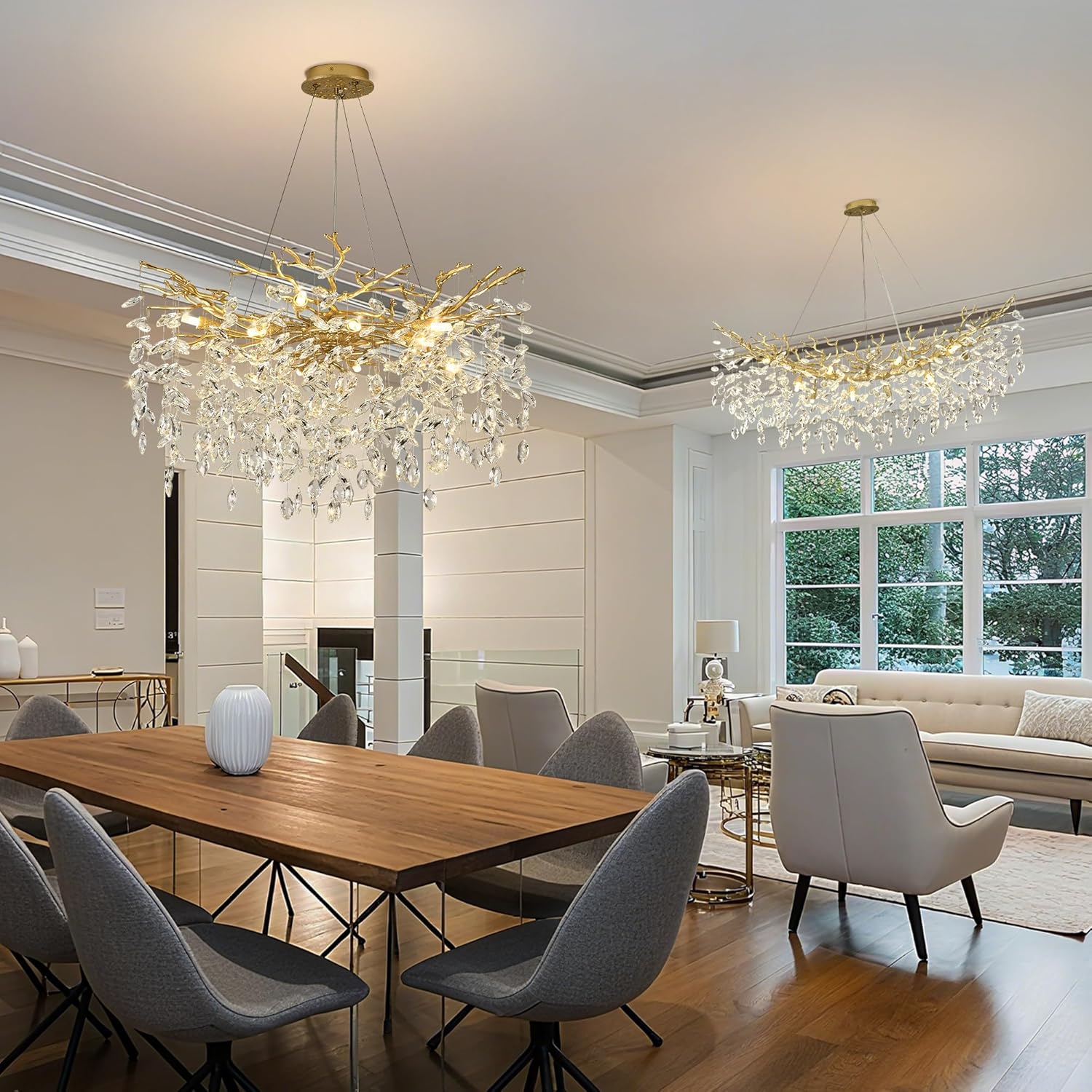 Tree Branch Chandelier 31.5" Gold Modern Crystal Chandelier for Dining Room 10-Lights Luxury K9 Clear Crystal Branch Chandeliers for Living Room Kitchen Bedroom Hotel Church - Image 8