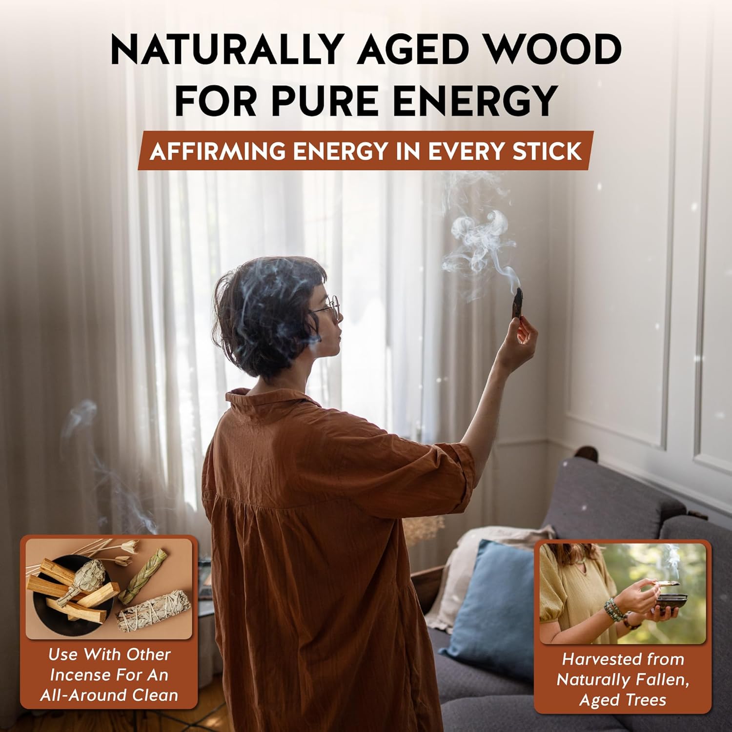Palo Santo Sticks - Incense Sticks for Spiritual Cleansing, Stress Relief, Meditation Accessories, Home Fragrance - Sustainably Wild Harvested - Pack of 12 - Alternative Imagination - Image 3