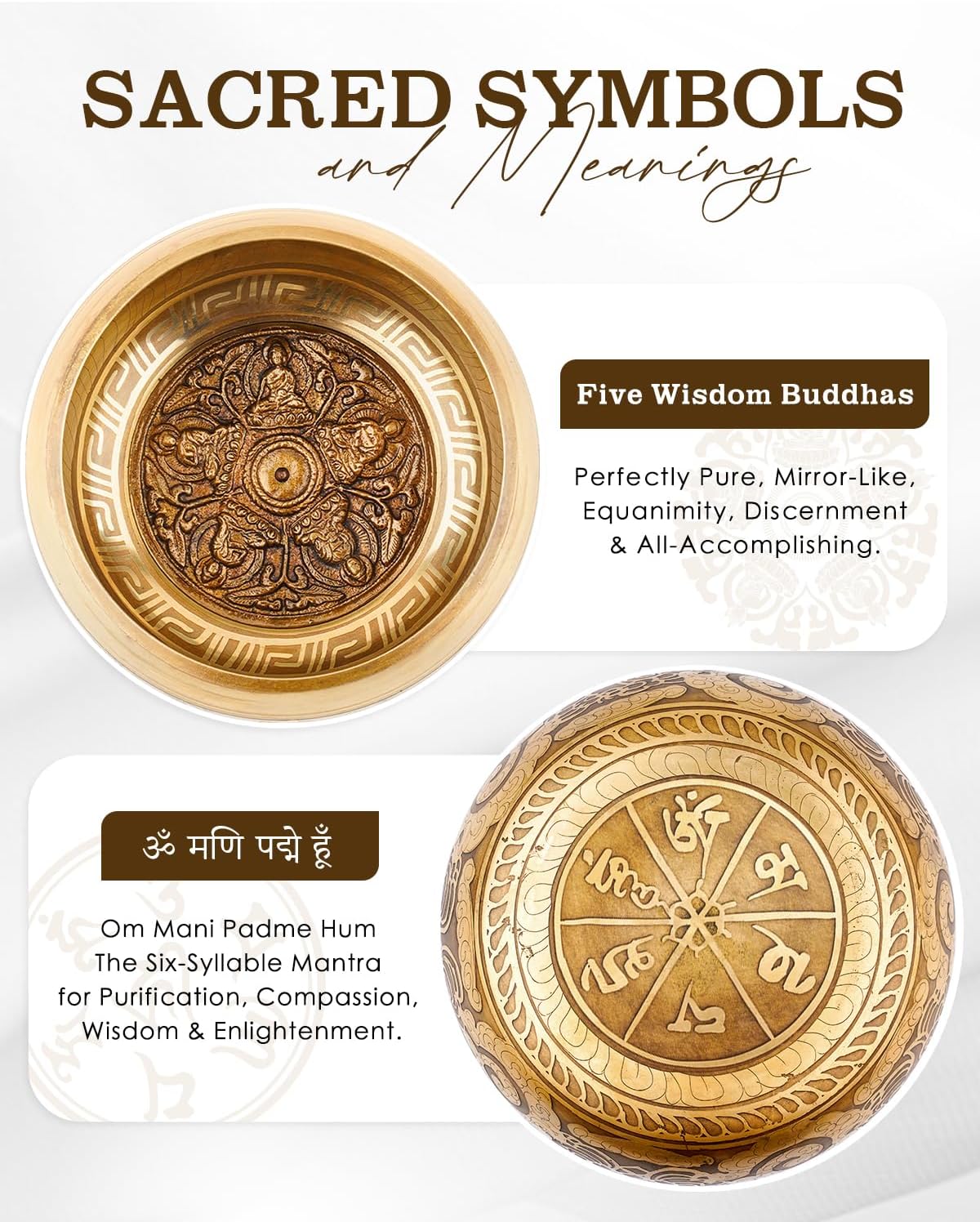 Tibetan Singing Bowls, Authentic Meditation Sound Bowls Handcrafted in Nepal for Yoga, Chakra Healing, Mindfulness, Self Care Spiritual Gifts for Women - Image 2
