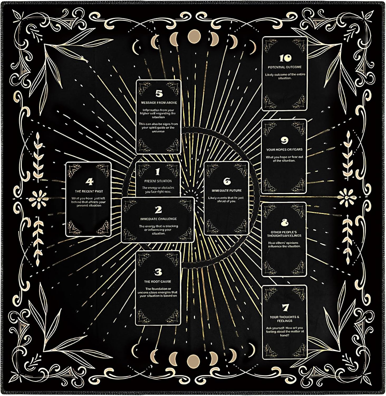Knana Altar Cloth Tarot Card Cloth Celtic Cross Tarot Mat Velvet Tarot Tablecloth for Reading (Black)