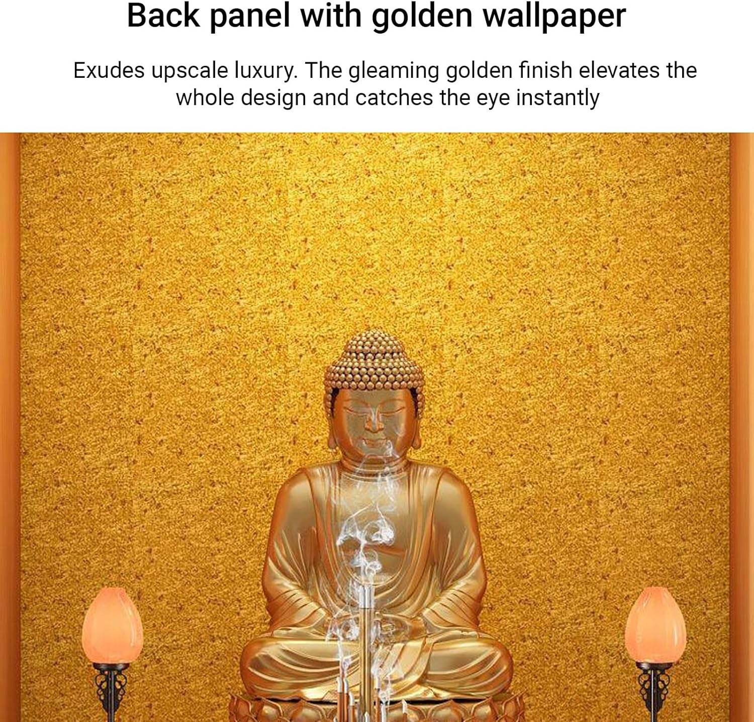 Modern Minimalist Buddhist Shrine Altar Table for Home, Wood Buddha Cabinet with Drawer & LED Light for Guanyin, God of Wealth(Light Walnut,Medium) - Image 6