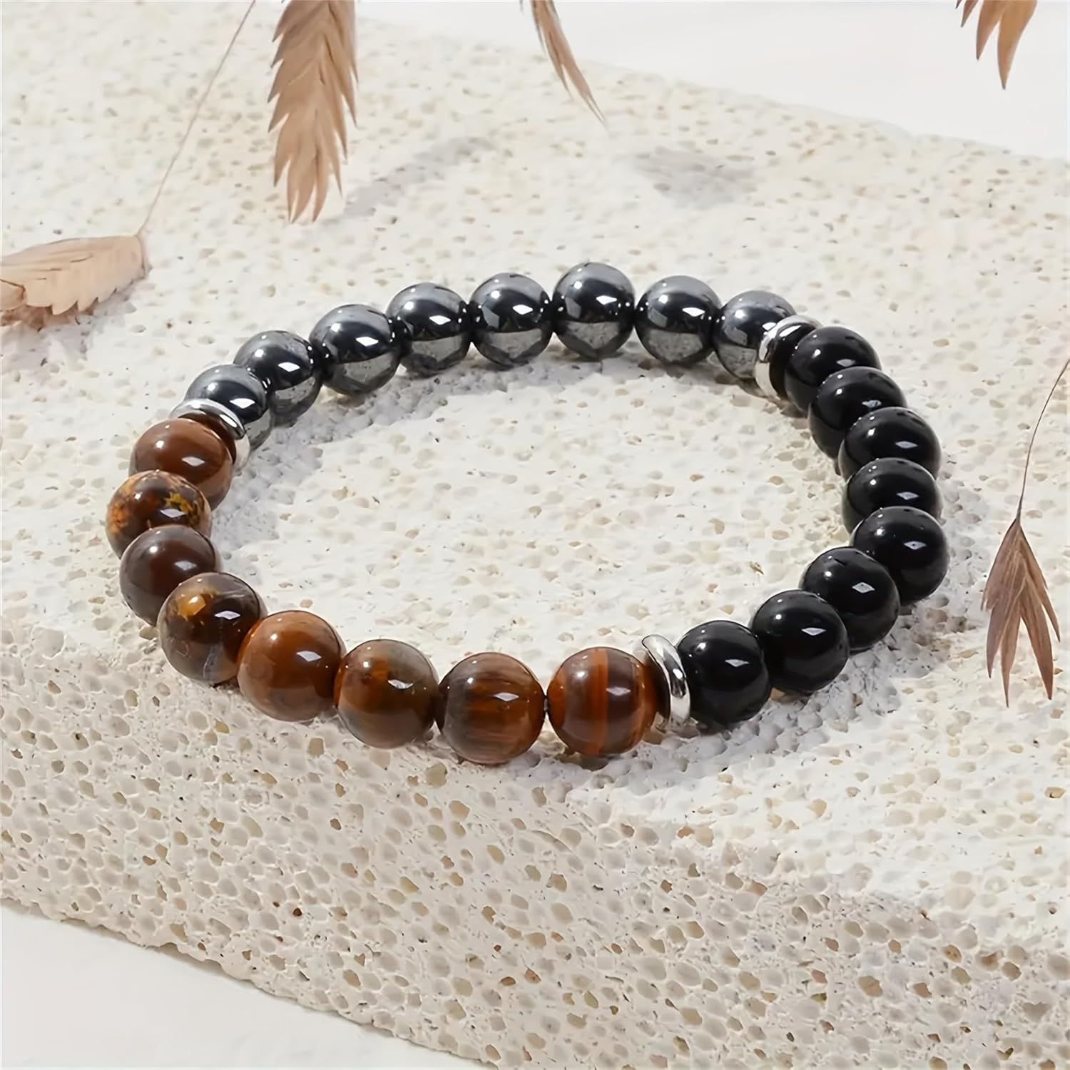 Triple Protection Healing Crystal Beaded Bracelet – Tiger Eye, Black Tourmaline & Hematite Natural Stone Jewelry – Strength & Positive Energy Gift for Men & Women – Christmas & Anniversary - Image 3