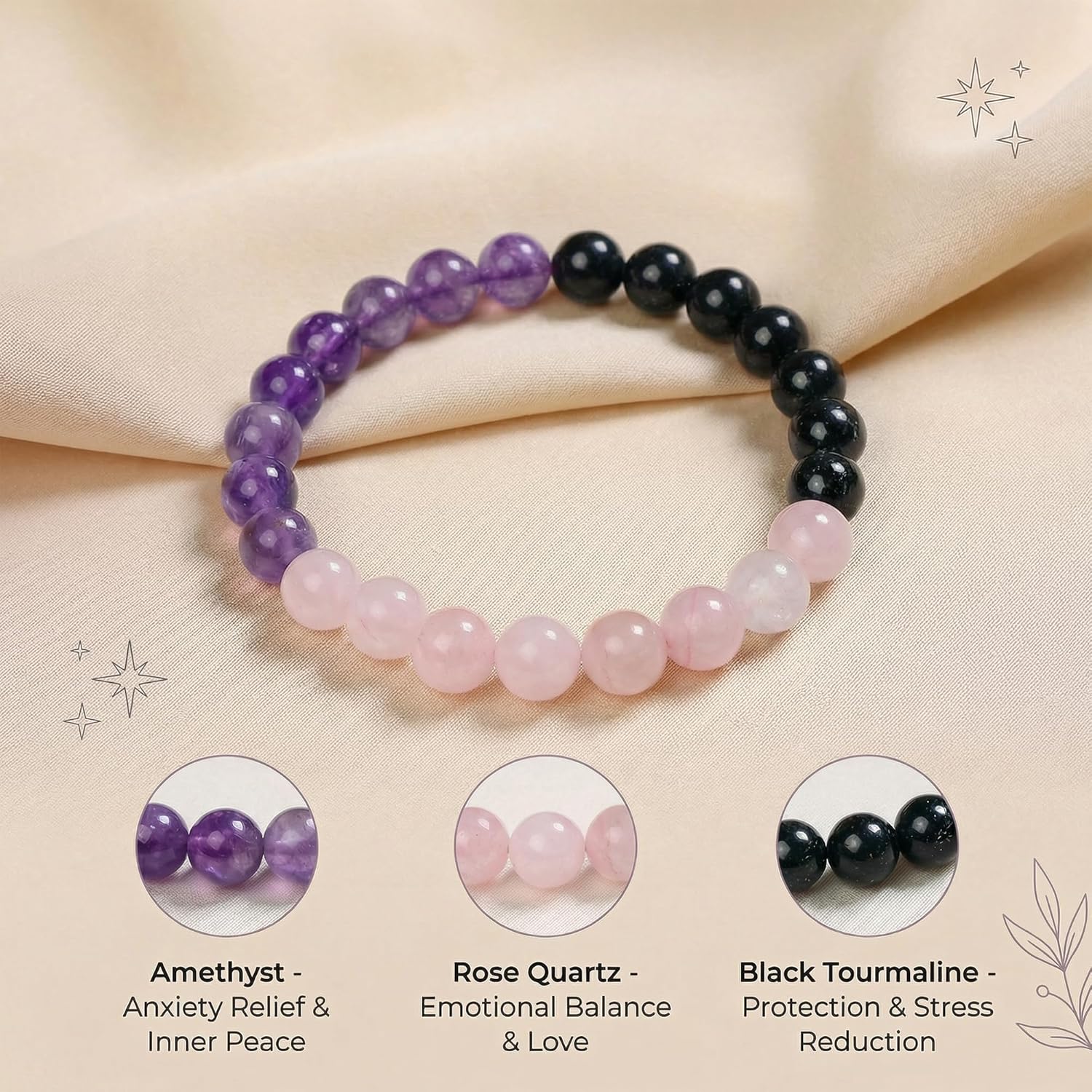 Bivei Protection Crystal Healing Bracelet | 8MM Strength Bracelet Spiritual Stretch Beaded Jewelry for Women Men Gift - Image 3