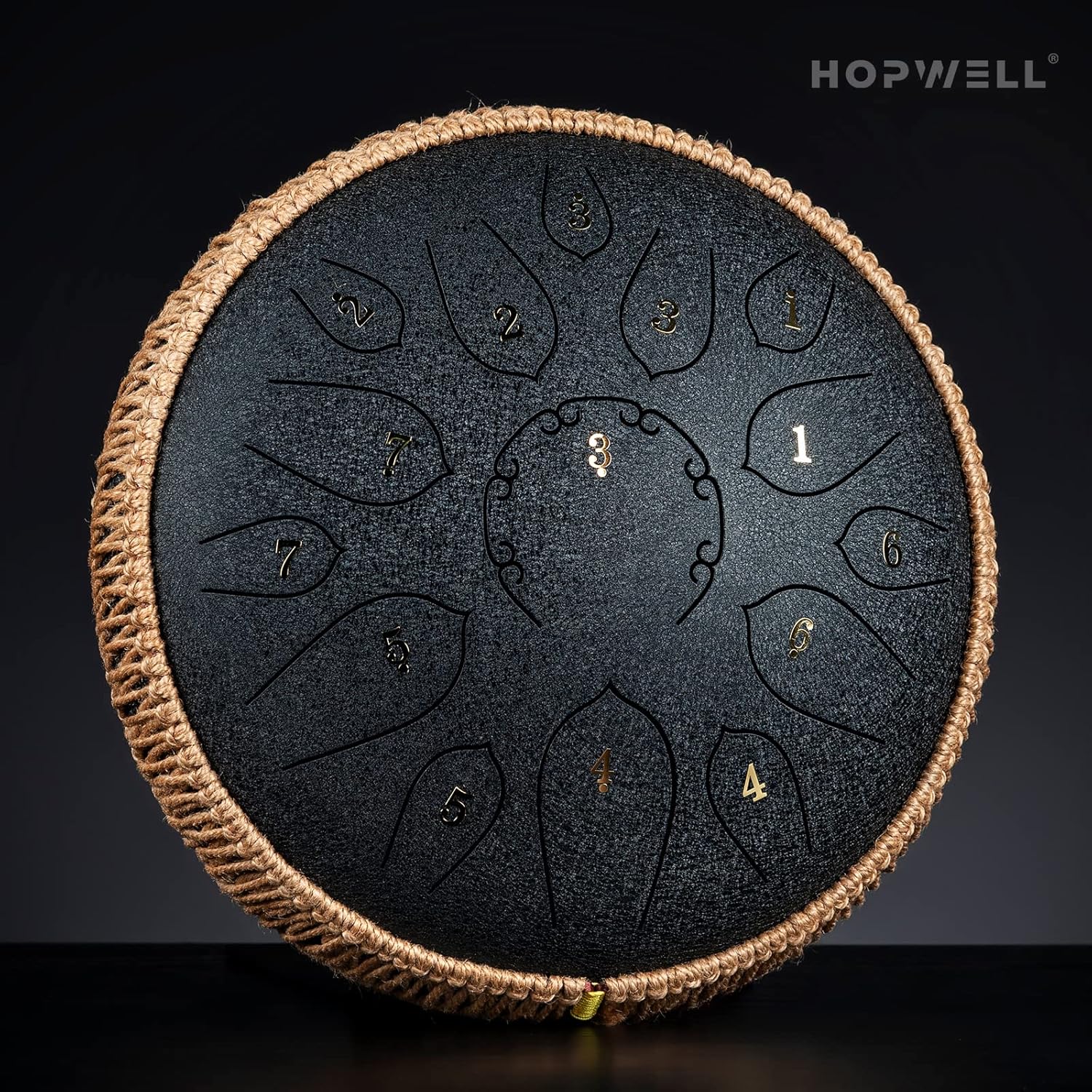 HOPWELL Steel Tongue Drum - 15 Note 12 Inch Tongue Drums - Percussion Instruments - Hand Pan Drum with Music Book, Drum Mallets and Carry Bag, D Major, Black - Image 2