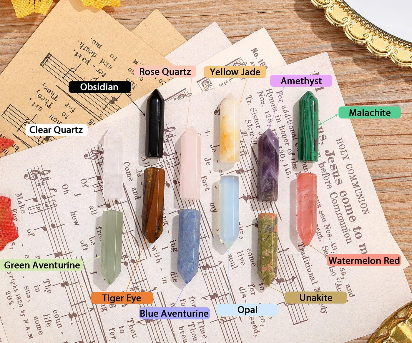 DUQGUHO Tower Crystals and Healing Stones 1 inch Crystal Tower Ornaments Set Energy Balancing Gemstones Meditation Polished Stone Christmas Ornaments Crystal Gifts for Women 12PCS - Image 3