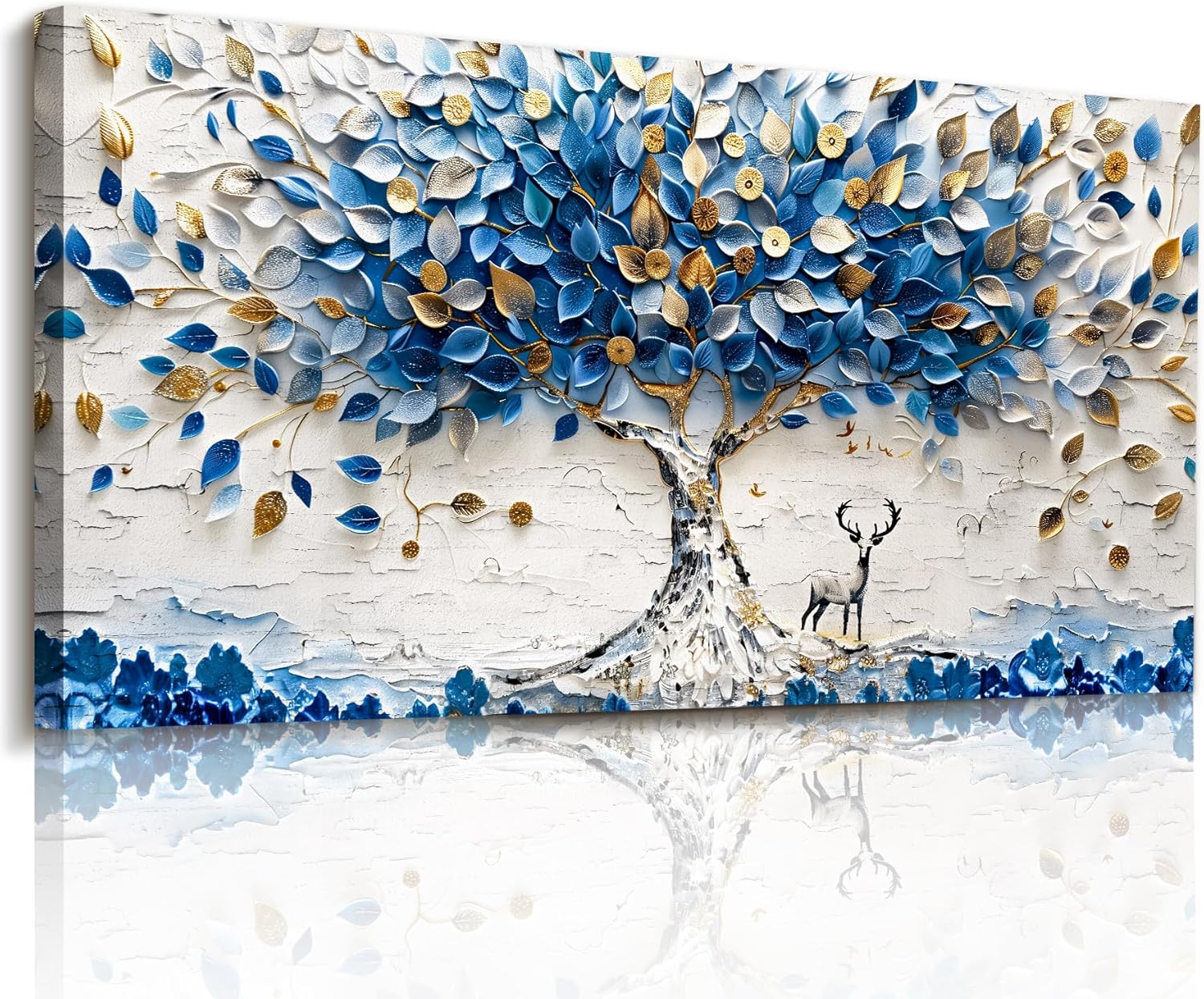 imjiayu Tree of Life Wall Art, Large Canvas Wall Art, Abstract Art Wall Decor, Blue and White Tree Prints, Modern Feng Shui Decor Pictures for Living Room Bedroom Office Home Decorations 20"x40"