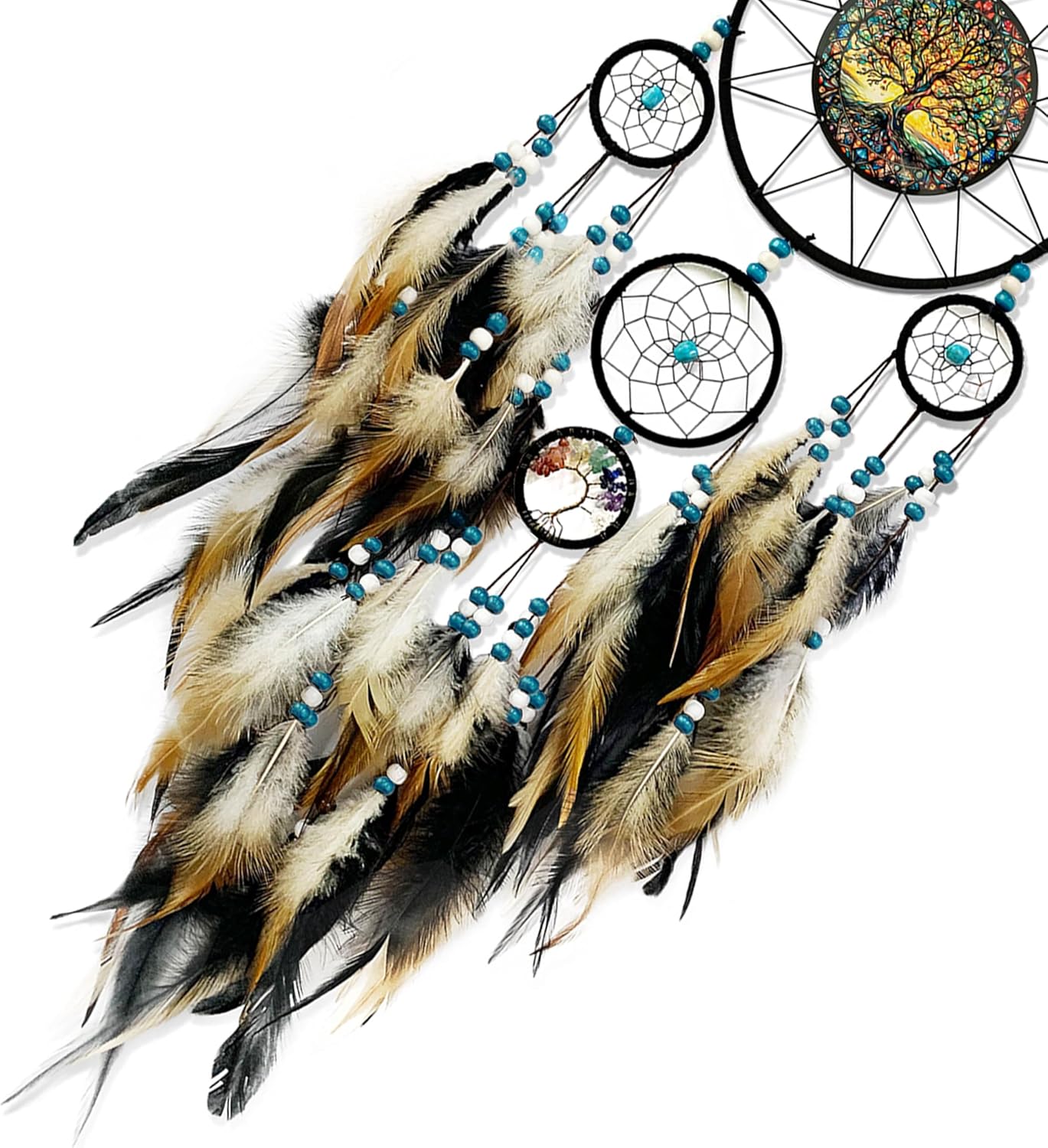 Large Dream Catchers for Bedroom Adult Brown Boho Dream Catcher Wall Decor Tree of Life Suncatcher Hanging for Boys Teen Room Decor Dorm Living Room Hanging Decoration Festival Gifts - Image 6