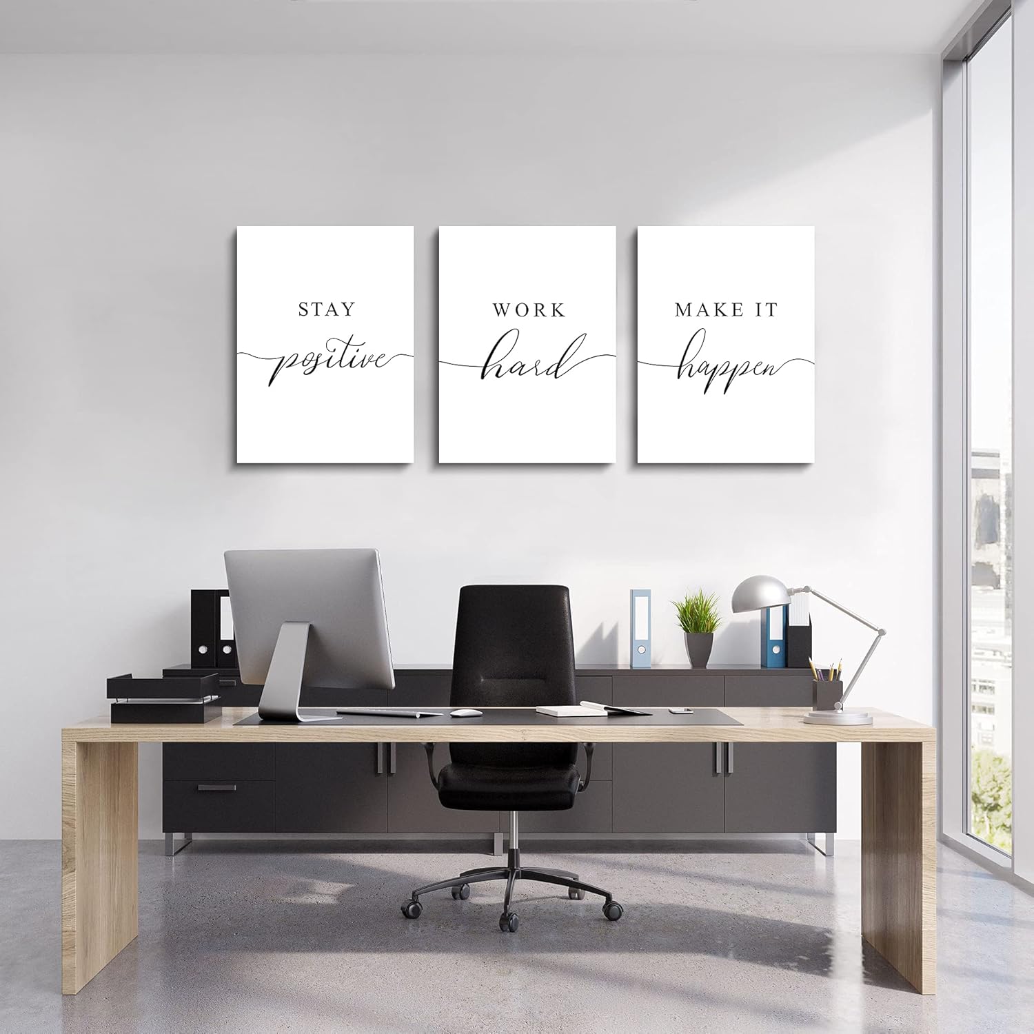 Framed Canvas Wall Art Positive Quote, Office Art, White Large Poster, Motivational Artwork Set of 3 Prints, Inspirational Poster Prints (G-3pcs,12x16inchx3pcs) - Image 2