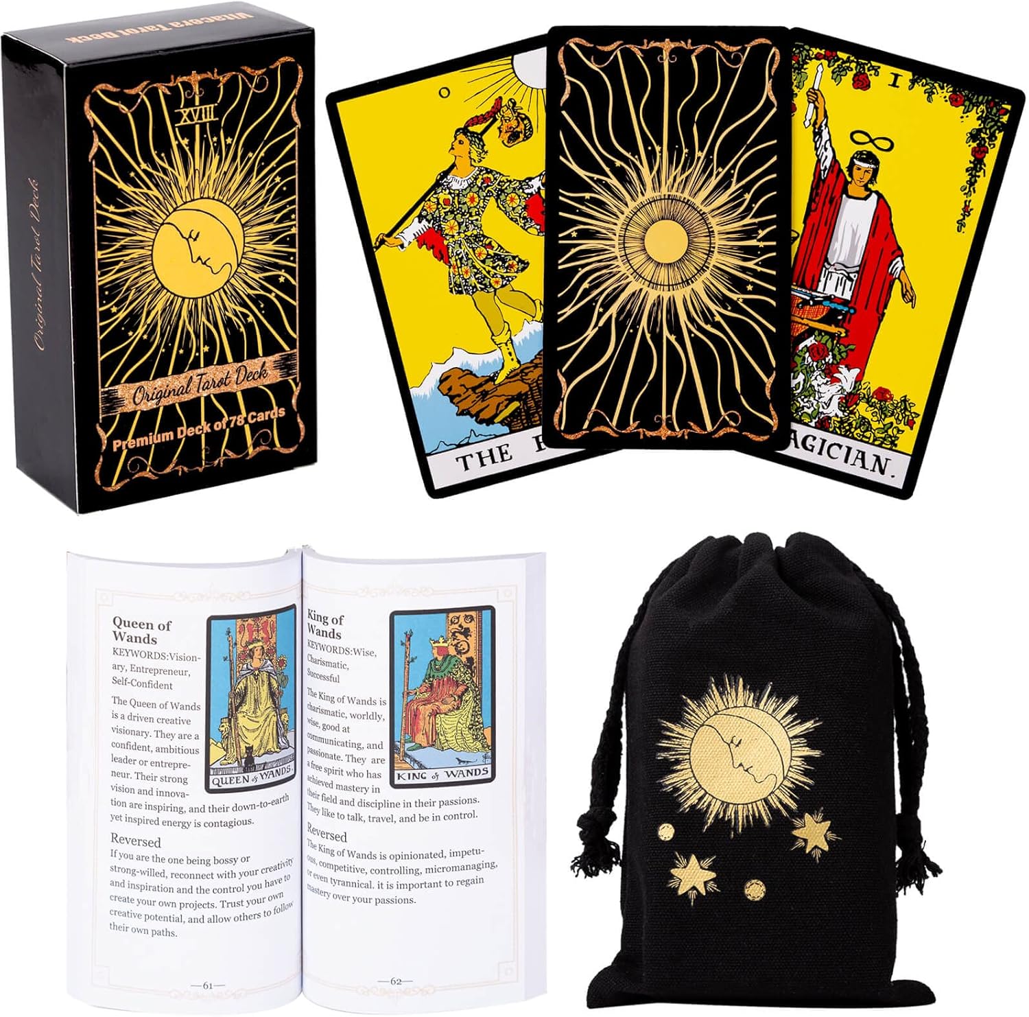 Vitacera Original Tarot Cards Deck with Guidebook & Linen Tarot Bag - Smith Classic Artwork, Traditional Standard Tarot Decks, Durable Tarot Cards Set for Beginners to Advanced - Image 2