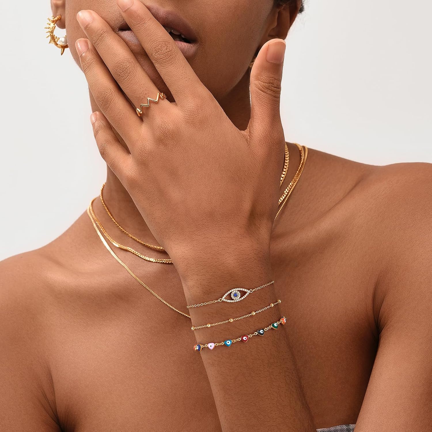 MEVECCO Bracelet for Women 14K Gold Plated Dainty Chain Simple Jewelry Cute Handmade Minimalist for Her - Image 3