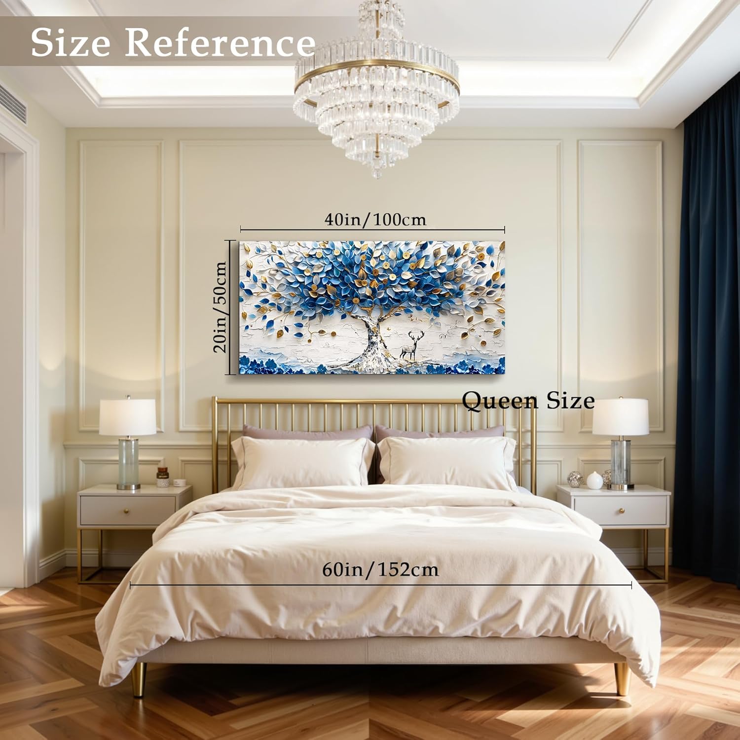 imjiayu Tree of Life Wall Art, Large Canvas Wall Art, Abstract Art Wall Decor, Blue and White Tree Prints, Modern Feng Shui Decor Pictures for Living Room Bedroom Office Home Decorations 20"x40" - Image 4
