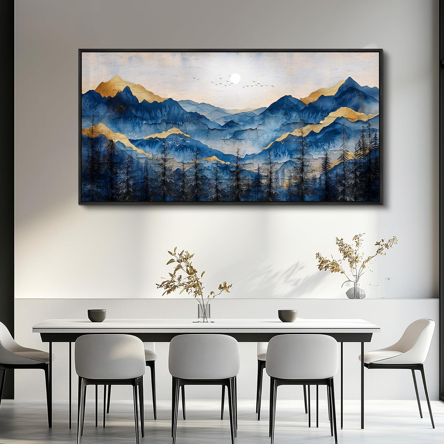 FUHAIHUA Black Framed Canvas Wall Art For Living Room Wall Decor For Bedroom Office Wall Decoration Mountain Painting Abstract Pictures Artwork Room Aesthetic Home Decor 20x40 In - Image 7