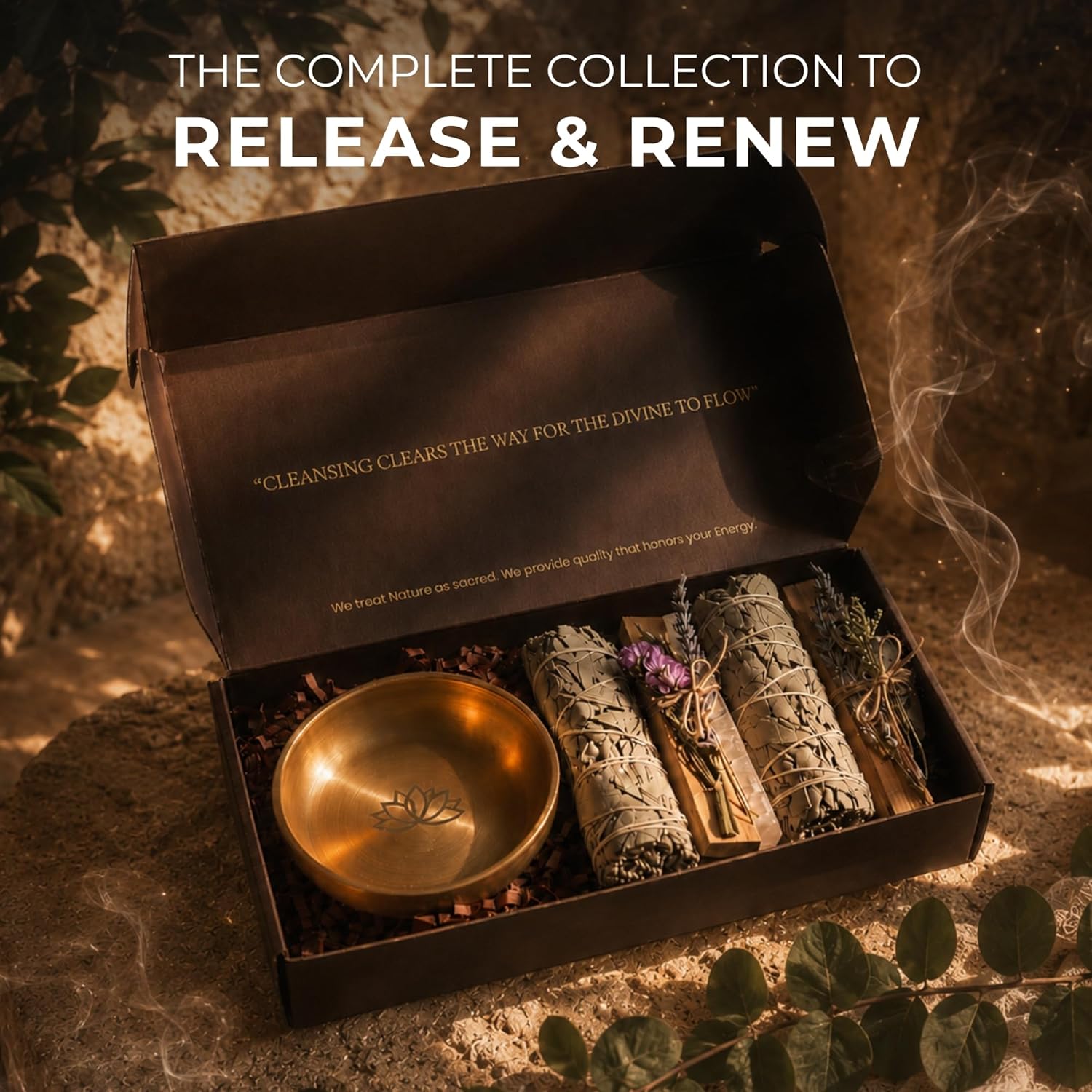 Anima Premium Energy Cleansing Set – White Sage Smudge Sticks, Palo Santo Sticks, Clear Quartz & Selenite Crystal with Smudge Bowl for Crystals & Home Cleansing, Meditation & Manifestation - Image 5
