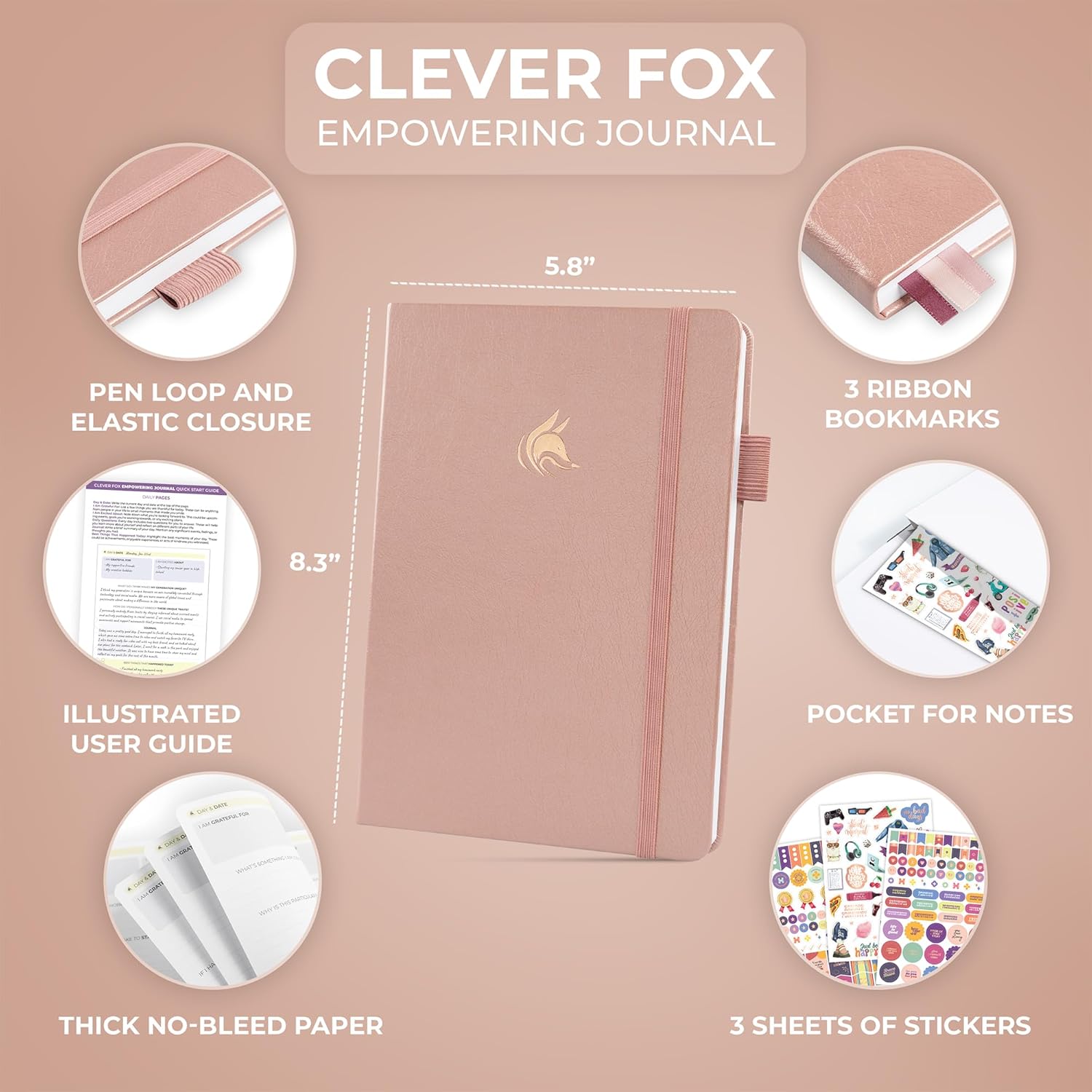 Clever Fox Empowering Journal for Teen Girls – Guided Self-Love Diary with Prompts – Gratitude & Manifestation Notebook, Teenage Gifts (Rose Gold) - Image 2