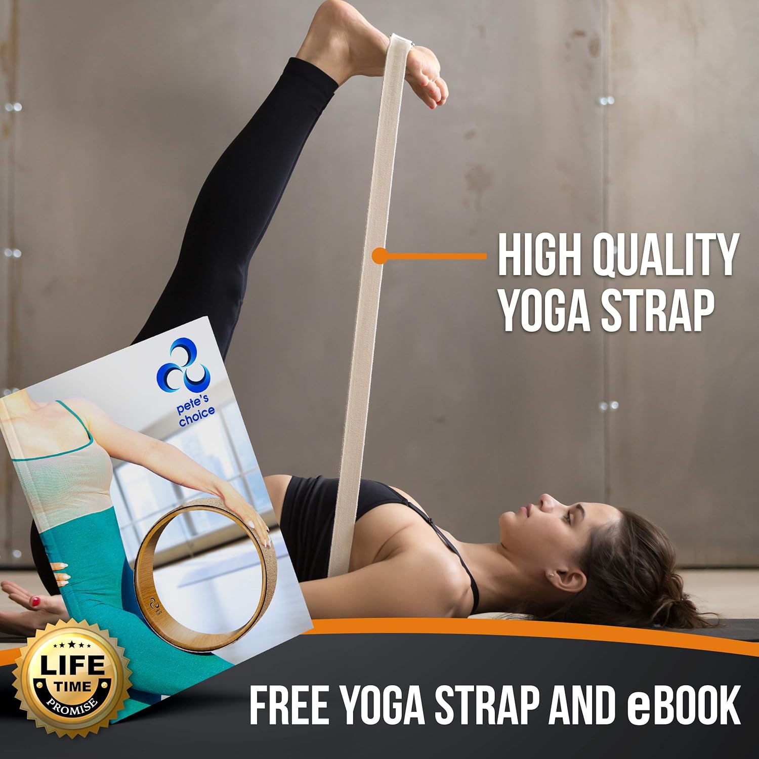Deluxe Cork Yoga Wheel Set - Cork Wheel + 2 Blocks + Strap + Exercise Guide. Extra Firm Bricks. Better Support, Natural and Eco-Friendly. Home Exercise Kit. Ideal for Women Yogis. - Image 7