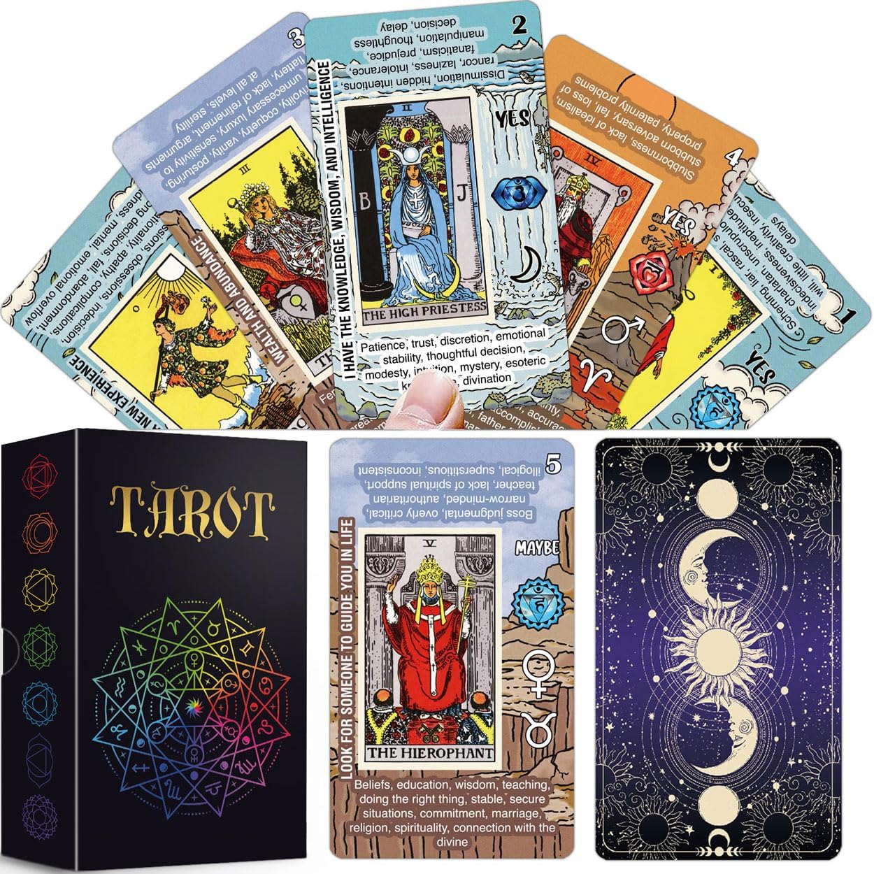 Tarot Cards for Beginners, Learning Tarot Deck, No Guide Book Needed, Tarot Cards with Meanings on Them - Image 3