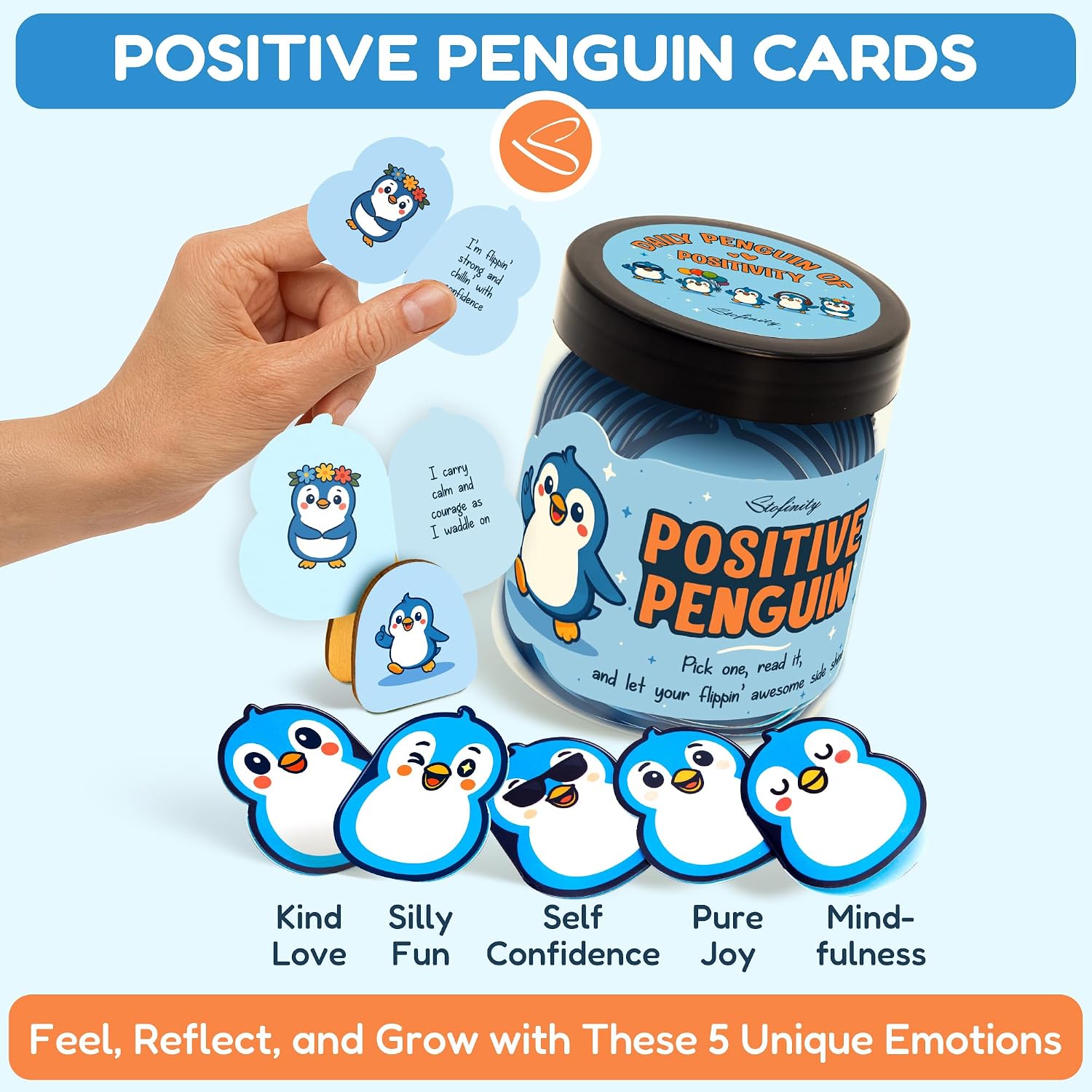 Stofinity Positive Penguin Gifts For Women - Daily Affirmation Cards For Teens, Emotional Support Inspirational Gift For Women Coworkers, Unique Teen Girl Gifts Trendy Stuff For Birthday, Christmas - Image 3