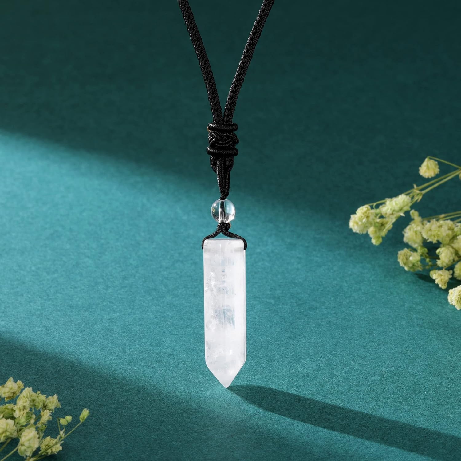 Top Plaza Healing Crystal Stone Necklaces for Men Hexagonal Pendant Necklaces Adjustable Braided Rope Natural Gemstone Necklace Jewelry Christmas Gift for Dad, Husband - Image 2