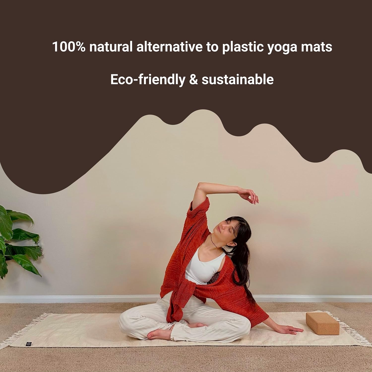 Tharie Hand-Woven Organic Cotton Yoga Mat, Washable & Good Grip, Standalone or as Topper, 70 x 196 cm, Made in India - Image 3