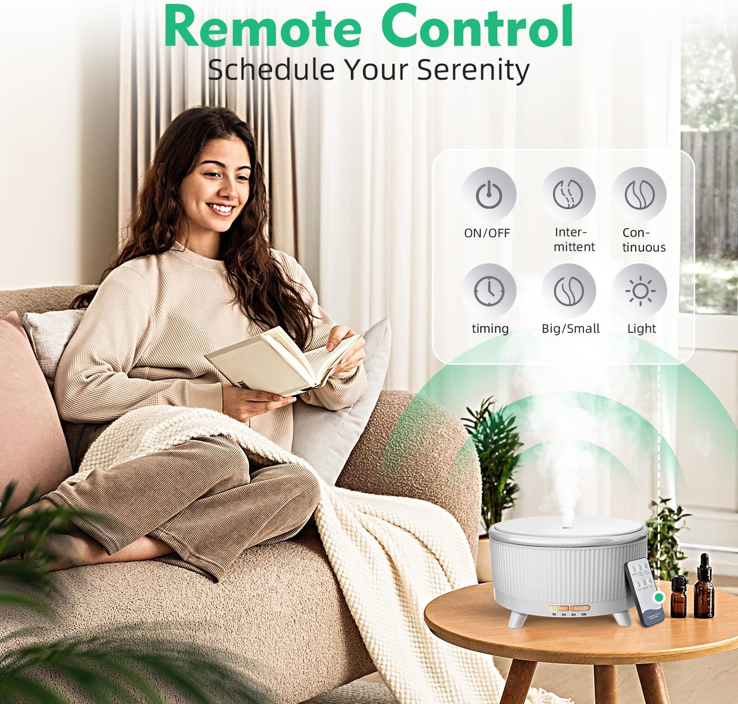 20-Hour Long-Lasting Aromatherapy, 500ML Large Essential Oil Diffuser: Ultrasonic Cool Mist Humidifier with Remote Control, 7 Color Lights, Timer, Auto-Off for Home/Bedroom/Yoga (White) - Image 7