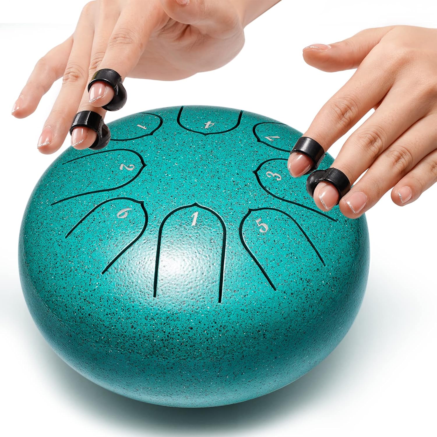 Lronbird Steel Tongue Drum 6 Inch 8 Notes Rain Drum Style Gift | Calming, Relaxation, Meditation, Education, Musical Instrument for Adults Beginners (Malachite) - Image 3
