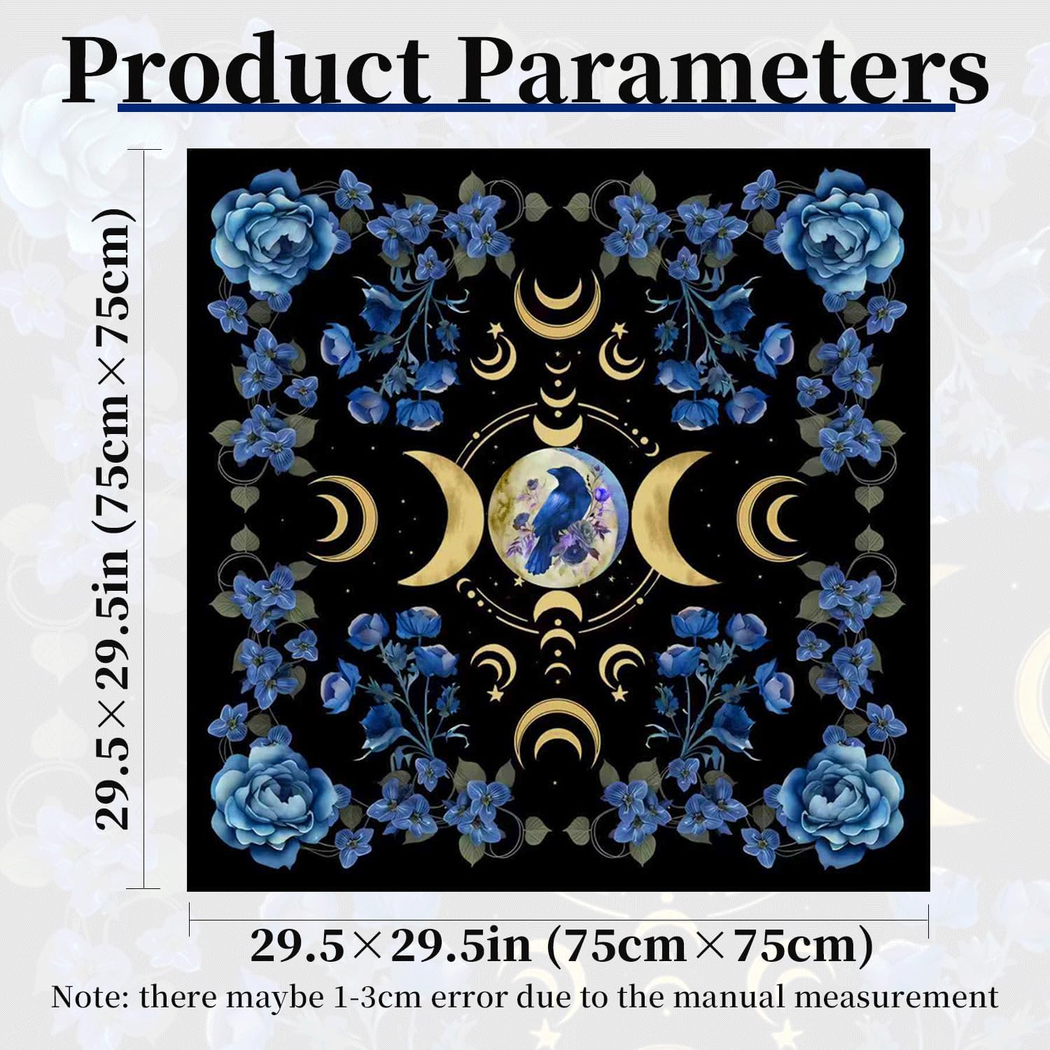 Altar Cloth Moon Star Printed Tarot Cloth Witchy Tablecloth for Reading,Divination Magic Spiritual Rituals (29.5X29.5in) - Image 2