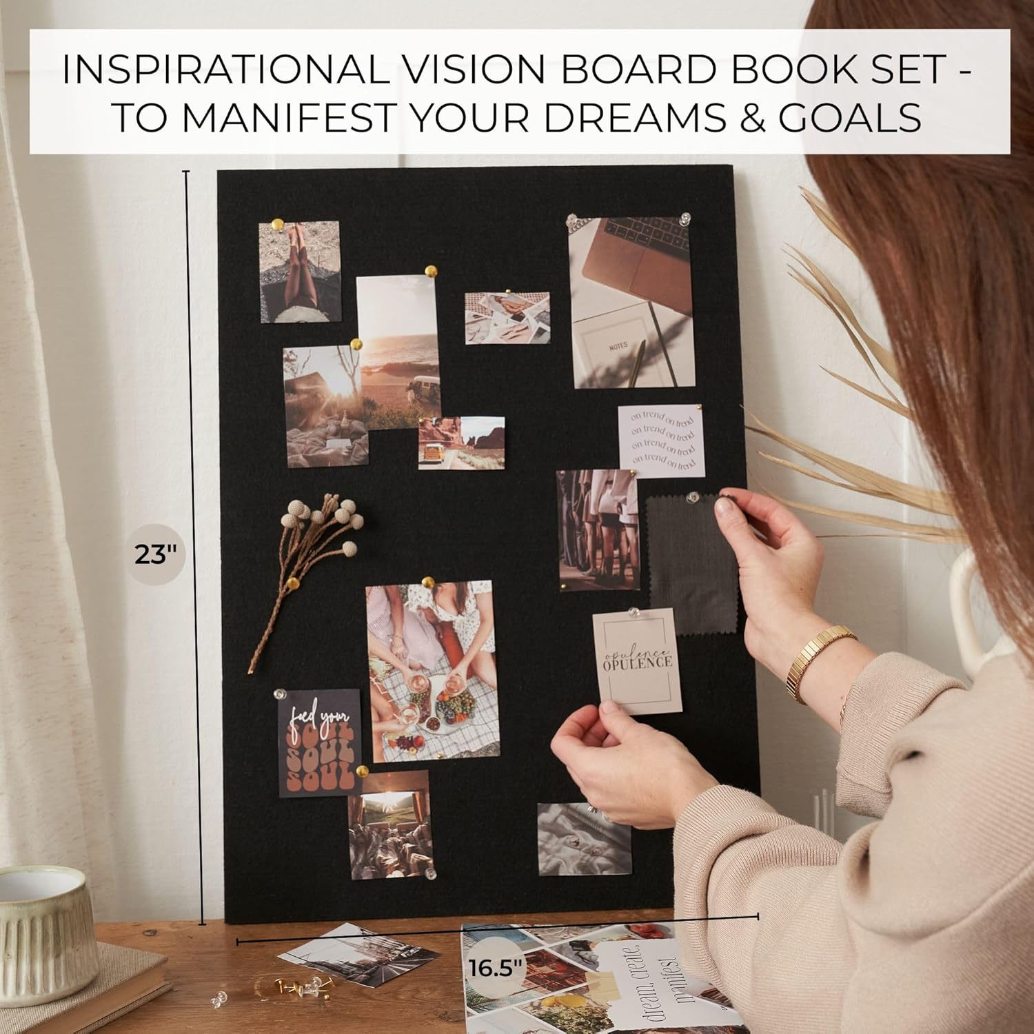 Inspirational Vision Board Kit – Complete Set with Vision Board Book & Felt Board, Motivational Pictures & Quotes to Map Your Goals & Dreams - The Perfect Supplies to Visualize Goal Setting & Success - Image 3