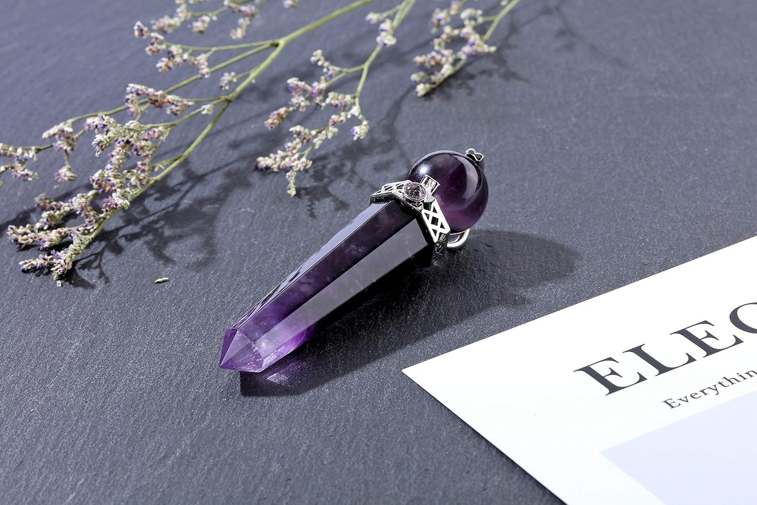 CrystalTears 3.2" Amethyst Crystal Wand Reiki Healing Crystals Point Prism Gemstone Wand Tumbled Poished Quartz Crystal Healing Stones for Meditation Wicca Crystals Therapy - Image 3