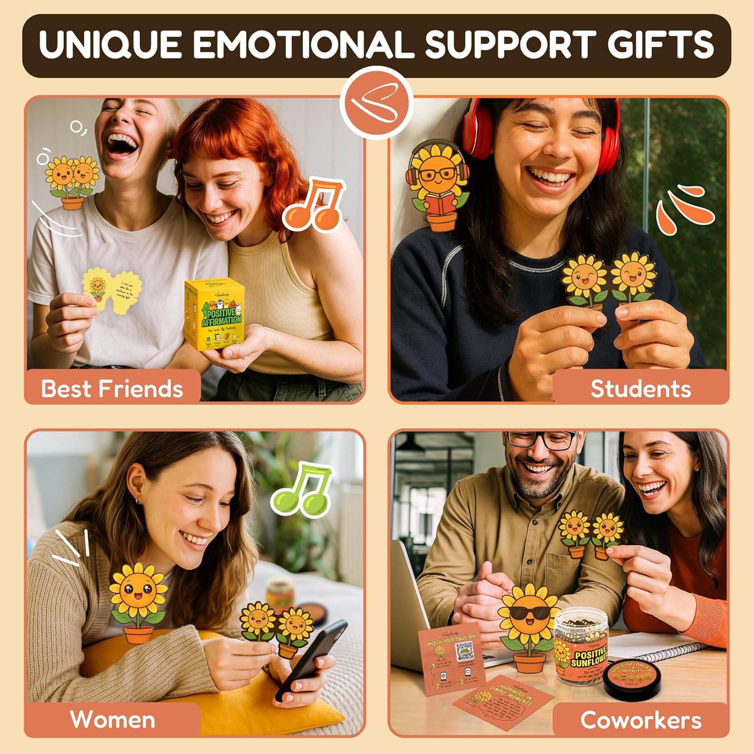 Stofinity Positive Sunflower Gifts For Women Birthday - Daily Affirmation Cards For Men, Cute Christmas Inspirational Cards, Unique Mental Health Stress Relief Gifts For Coworkers Friend Teen Girls - Image 6