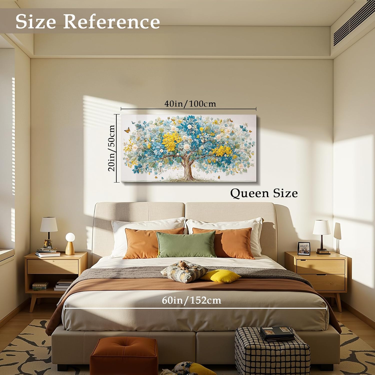 imjiayu Tree of Life Wall Art, Large Wall Decor, Nature Wall Art, Modern Flower Tree Prints Home Decorations, Abstract Boho Meditation Canvas Pictures for Living Room Bedroom Bathroom Office 20"x40" - Image 4