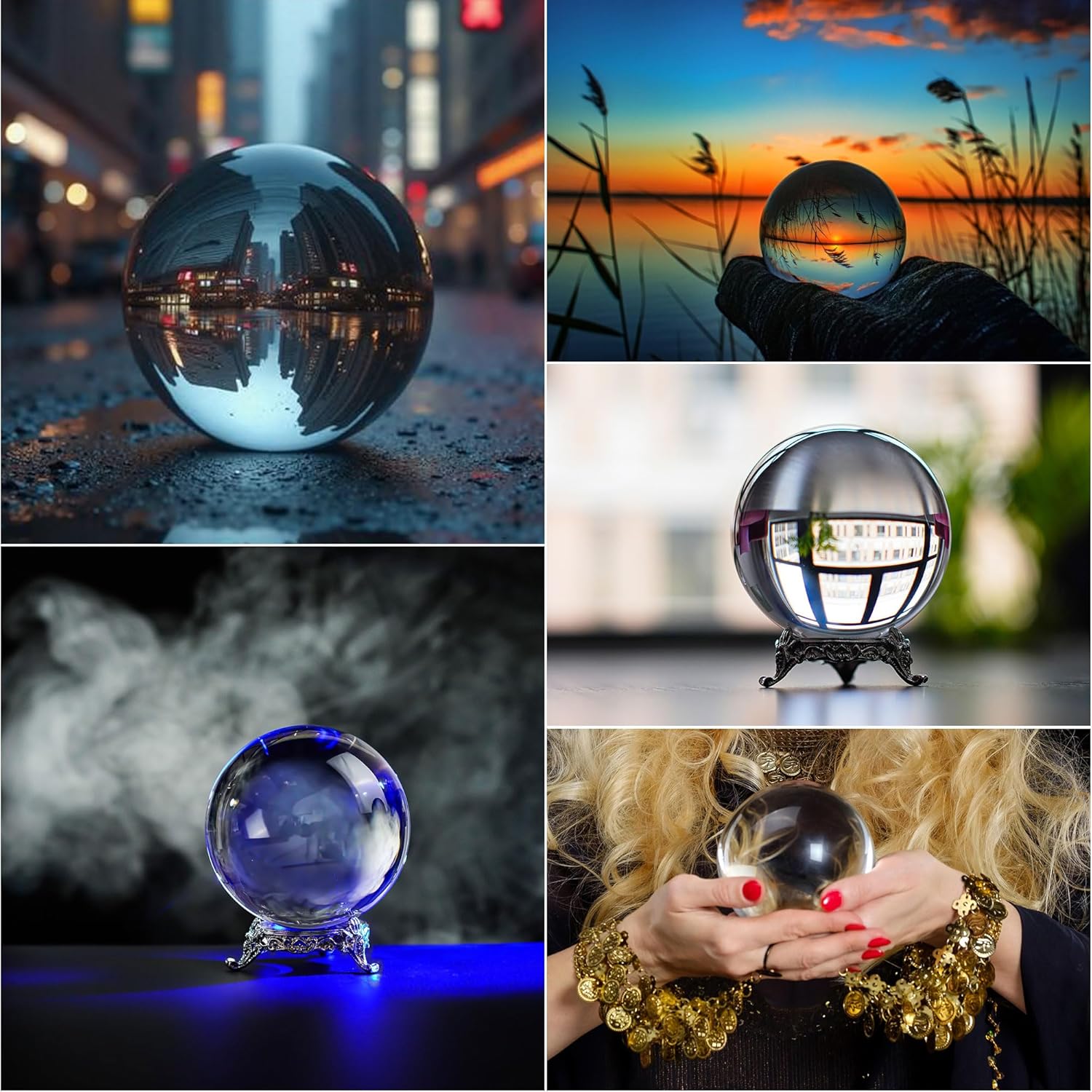 QFkris 80mm Clear Crystal Ball with Stand for Fortune Teller Divination Crystal Sphere for Magic, 3.1inch Decorative Ball for Lensball Photography, Feng Shui - Image 6