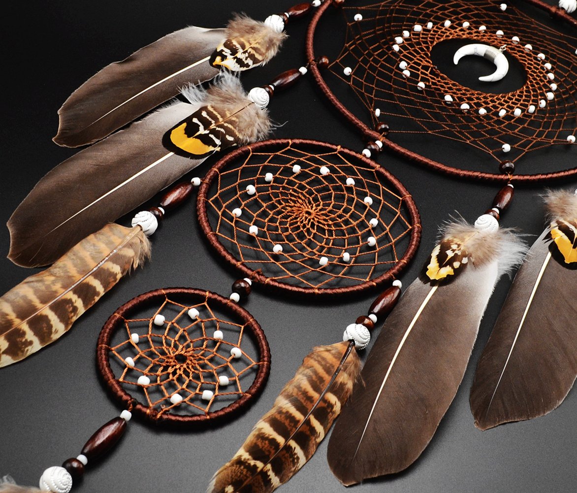 Urdeoms Large Dream Catchers for Bedroom Adult Brown Boho Dream Catcher Wall Decor with Turquoise Hanging Ornament Teen Dorm Room Decor Festival Gift - Image 4