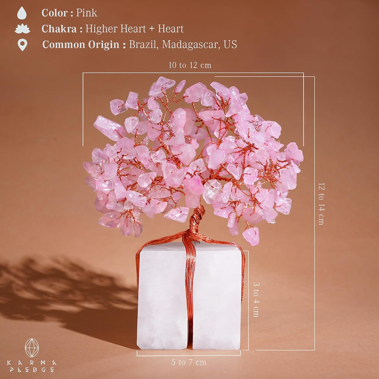 Rose Quartz Crystal Tree of Life Unique Birthday Gifts for Women, Mom, Sister, Friends. Handcrafted Chakra Healing Crystal and Stones for Positivity, Money, Luck, Aesthetic Home and Office Decor - Image 3