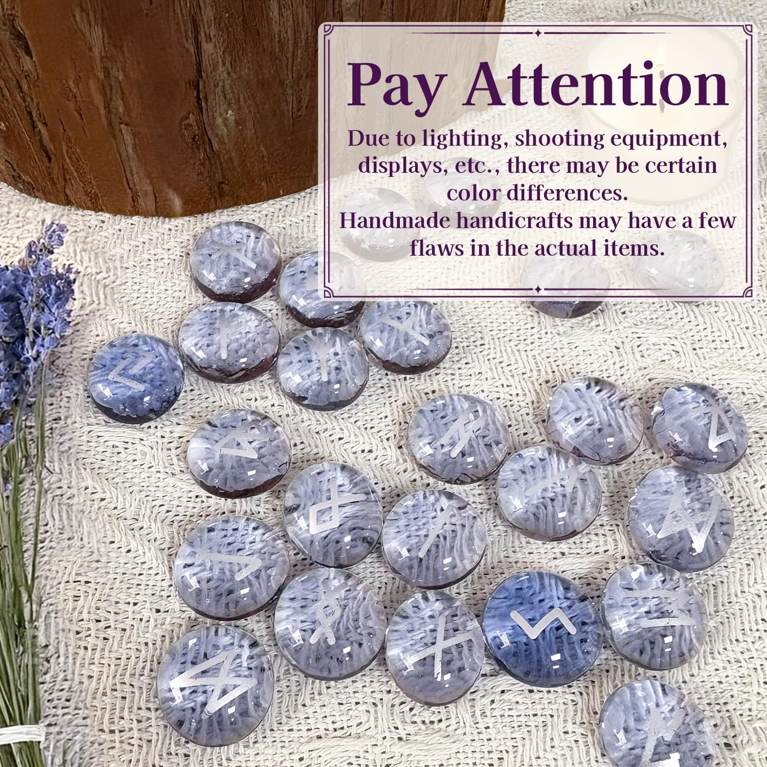 Runes Set, 25Pcs Purple Rune Stone Set with Guide Book, Velvet Bag, Viking Runas for Beginners, Ritual/Pagan/Meditation/Divination/Witchcraft - Image 9