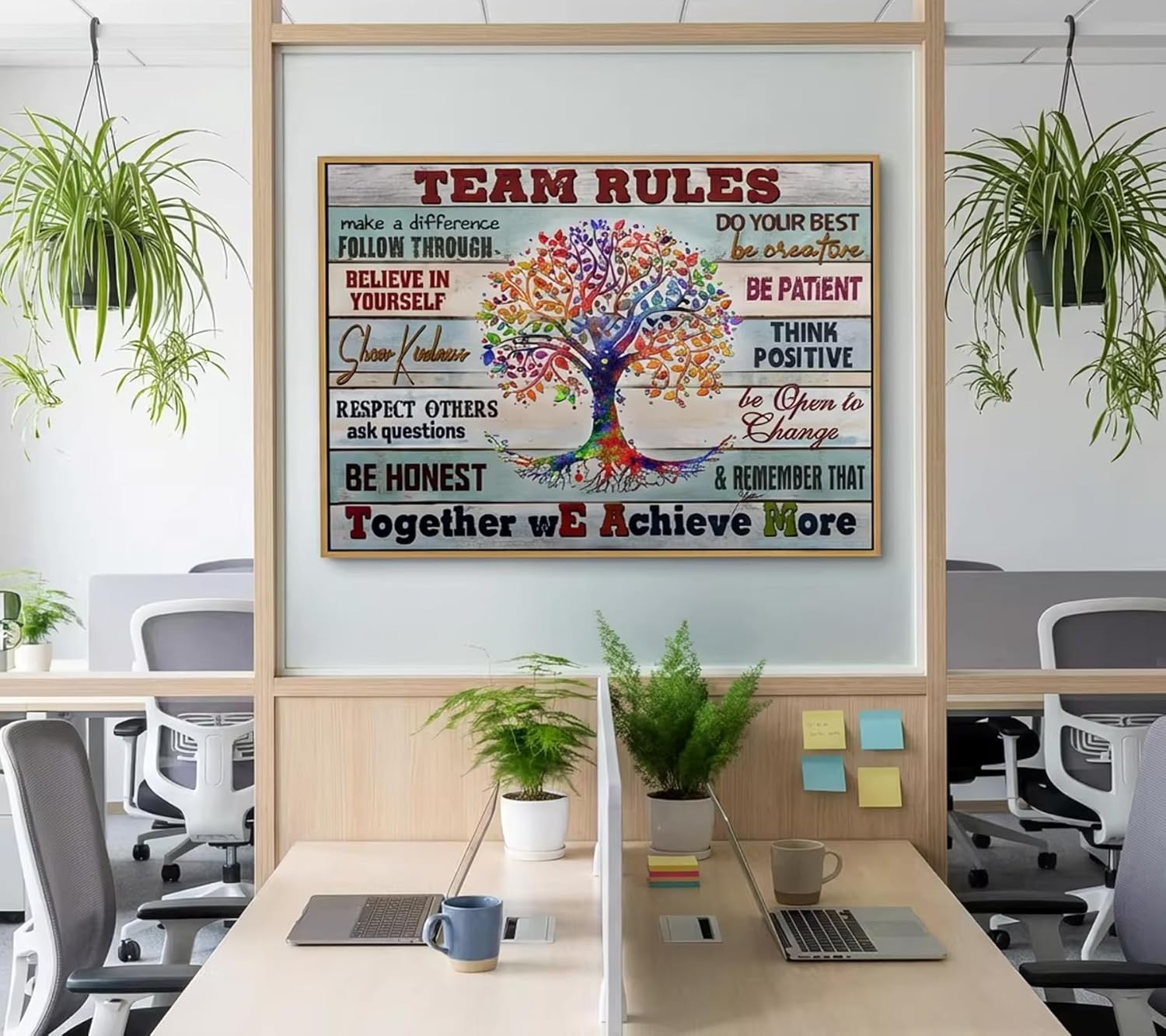 Floating Framed Office Inspirational Canvas Wall Art, Team Rules Painting Picture Wall Decor, Motivation Positive Quotes Poster Print Artwork for Company, Studio, Office 8x10in - Image 4